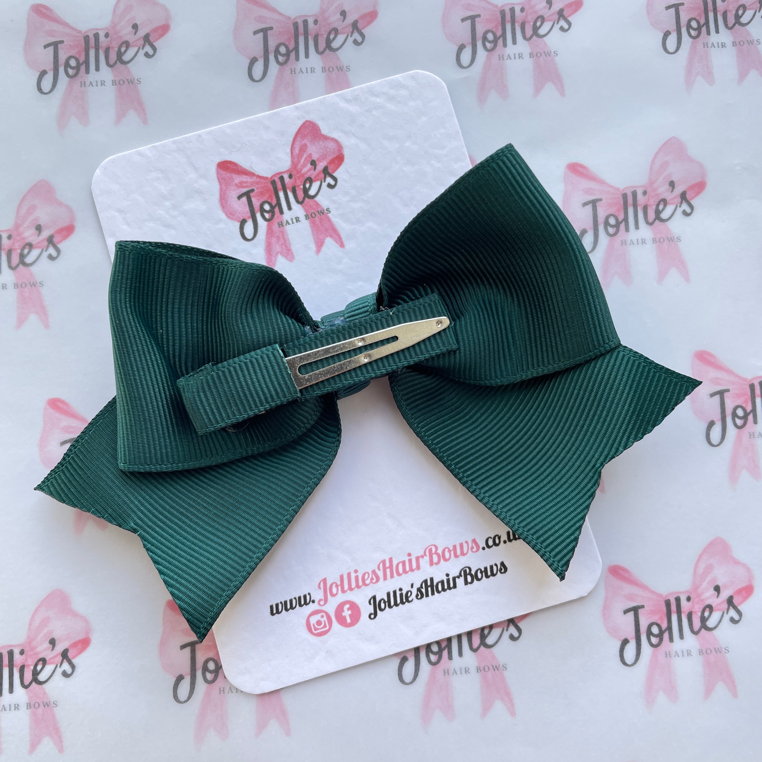 4inch Ribbon Bow with Clip - Spruce