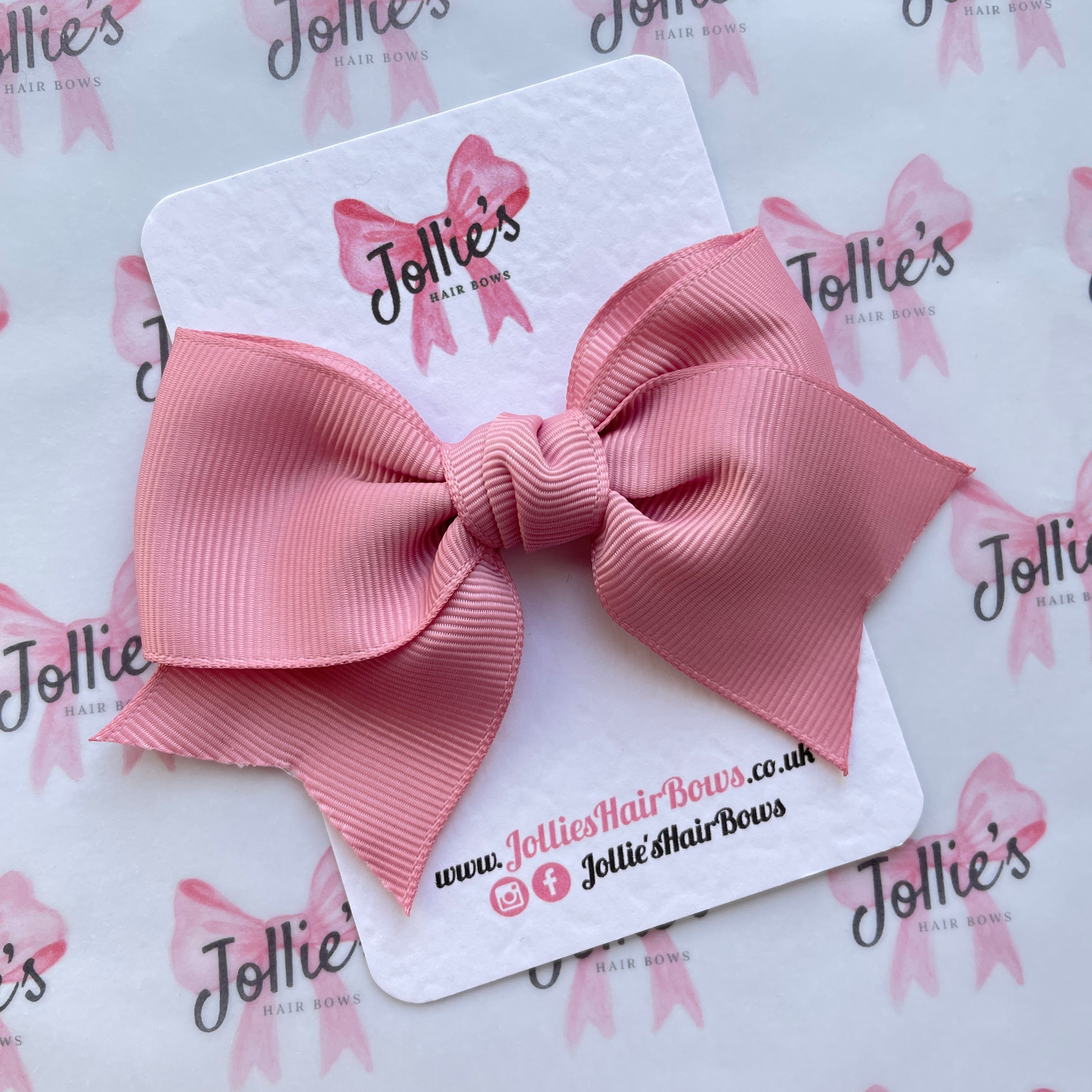 4inch Ribbon Bow with Clip - Quartz