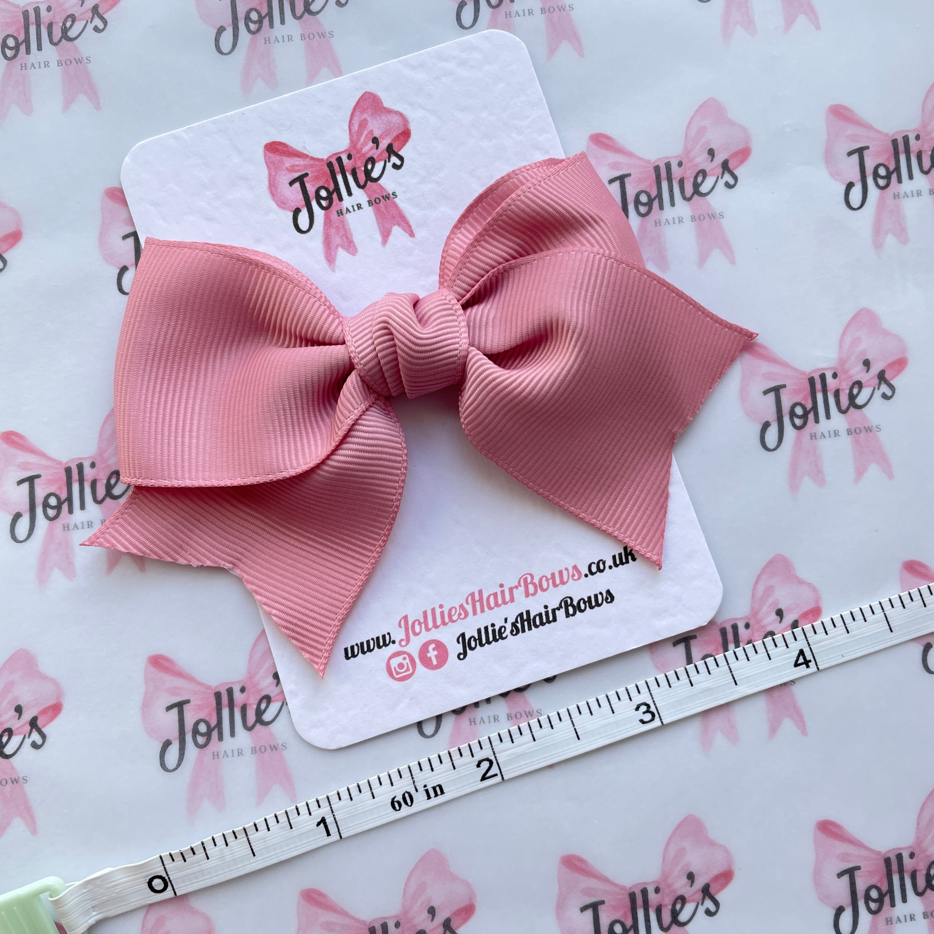 4inch Ribbon Bow with Clip - Quartz