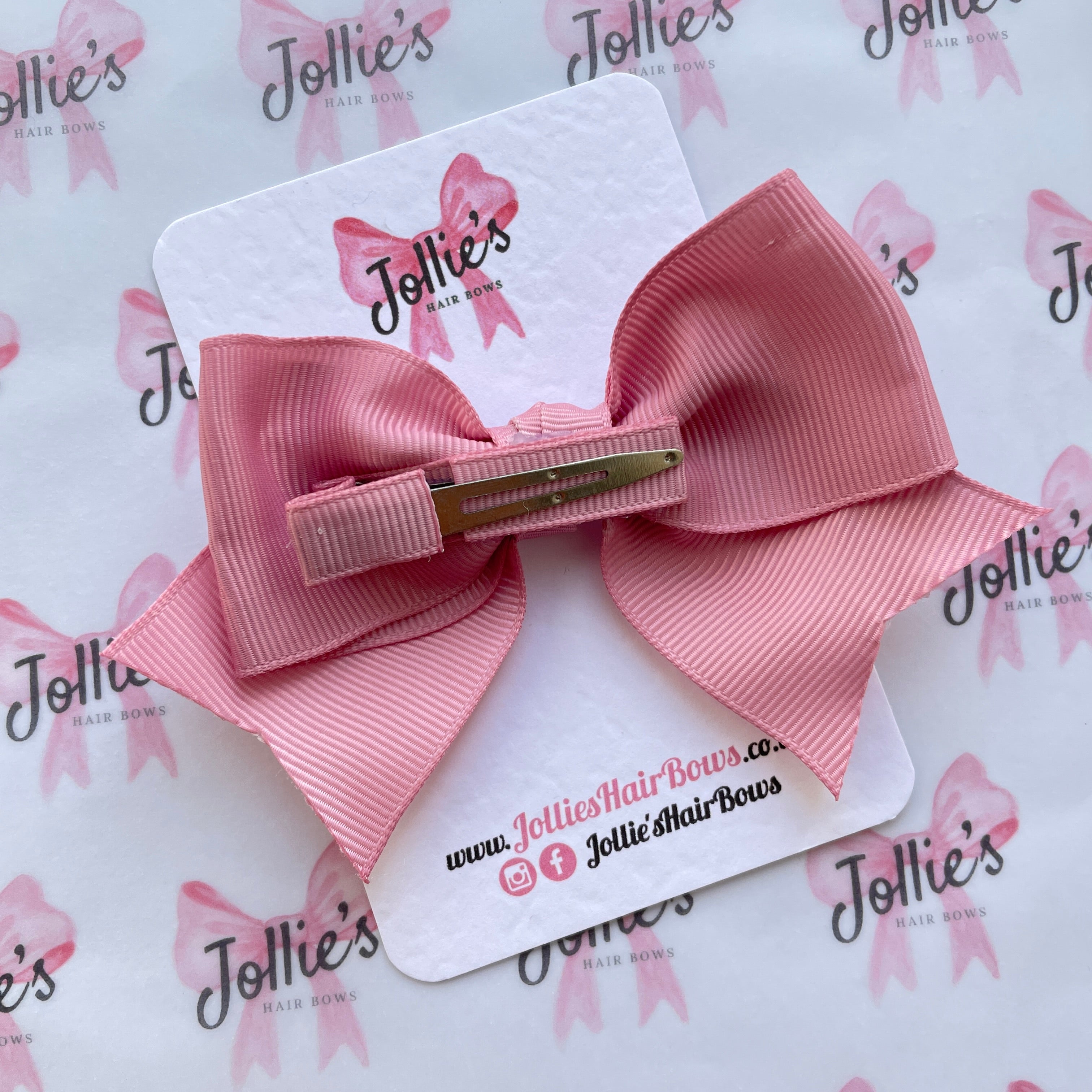 4inch Ribbon Bow with Clip - Quartz