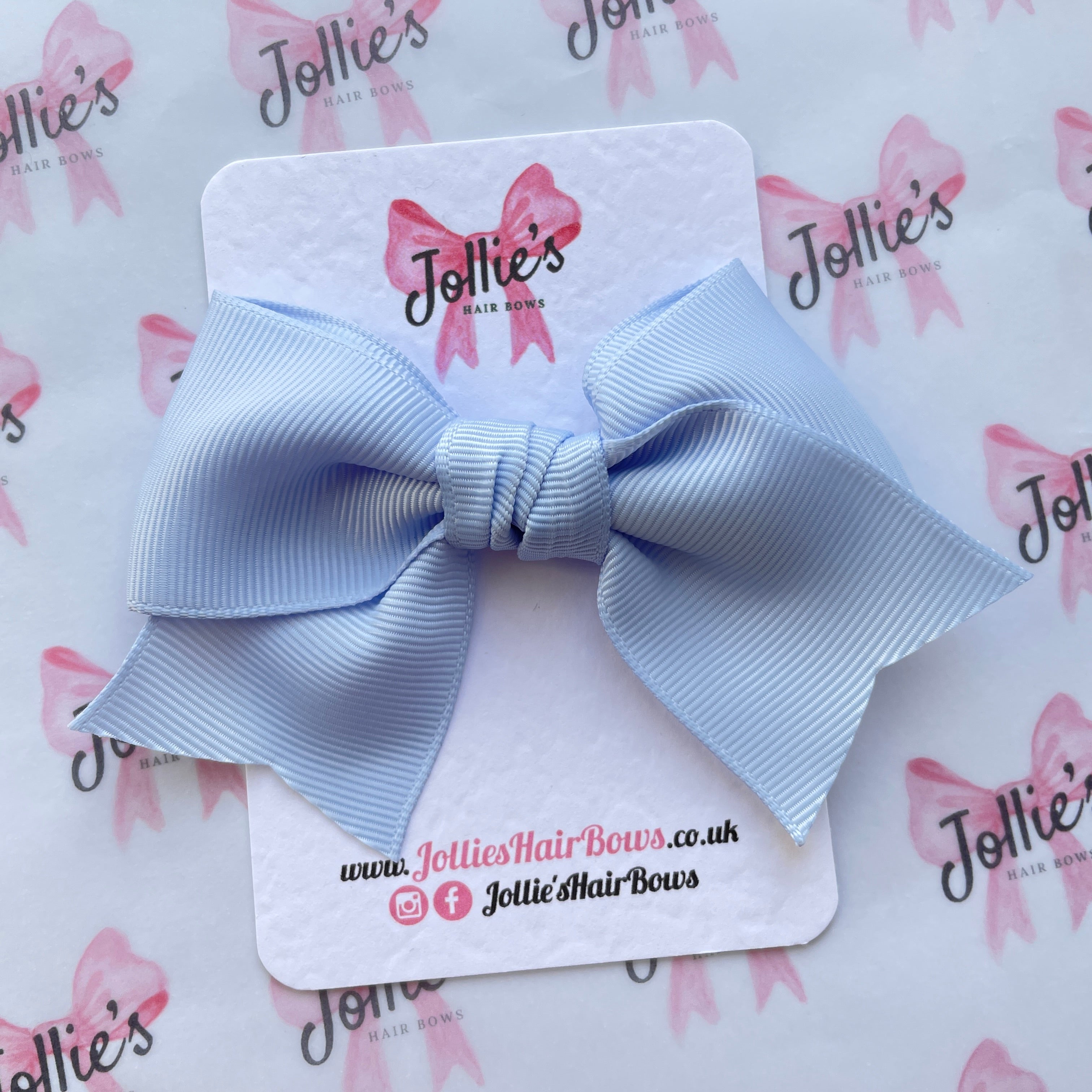 4inch Ribbon Bow with Clip - Bluebell