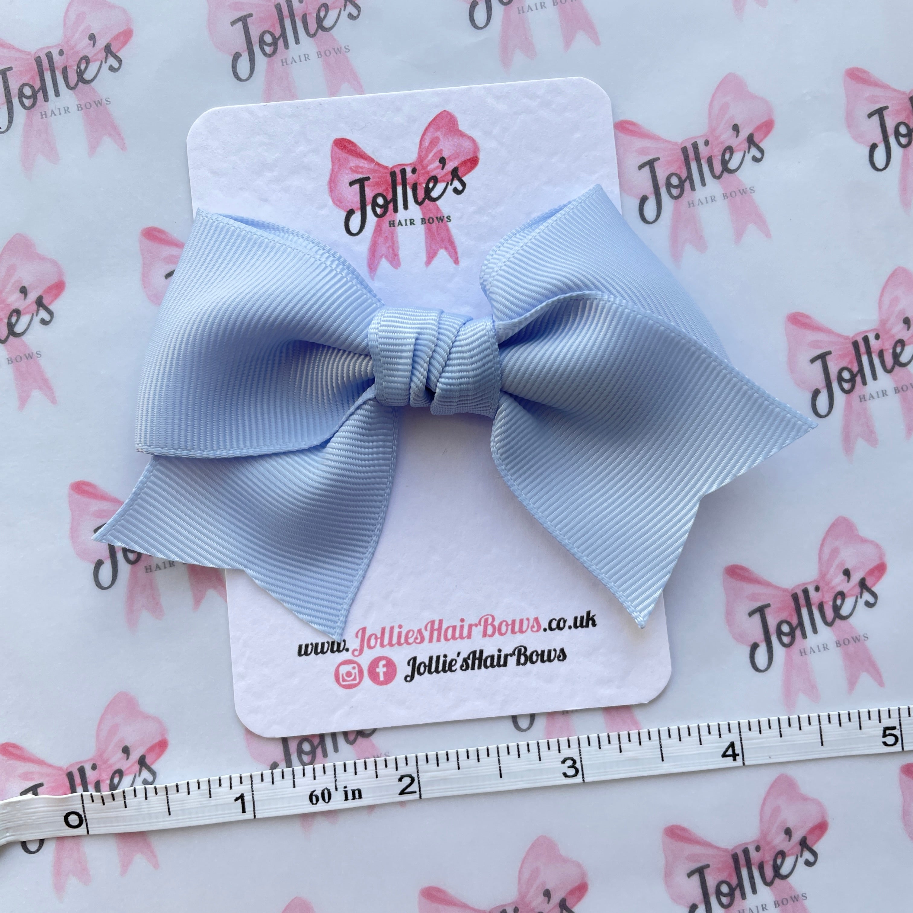 4inch Ribbon Bow with Clip - Bluebell