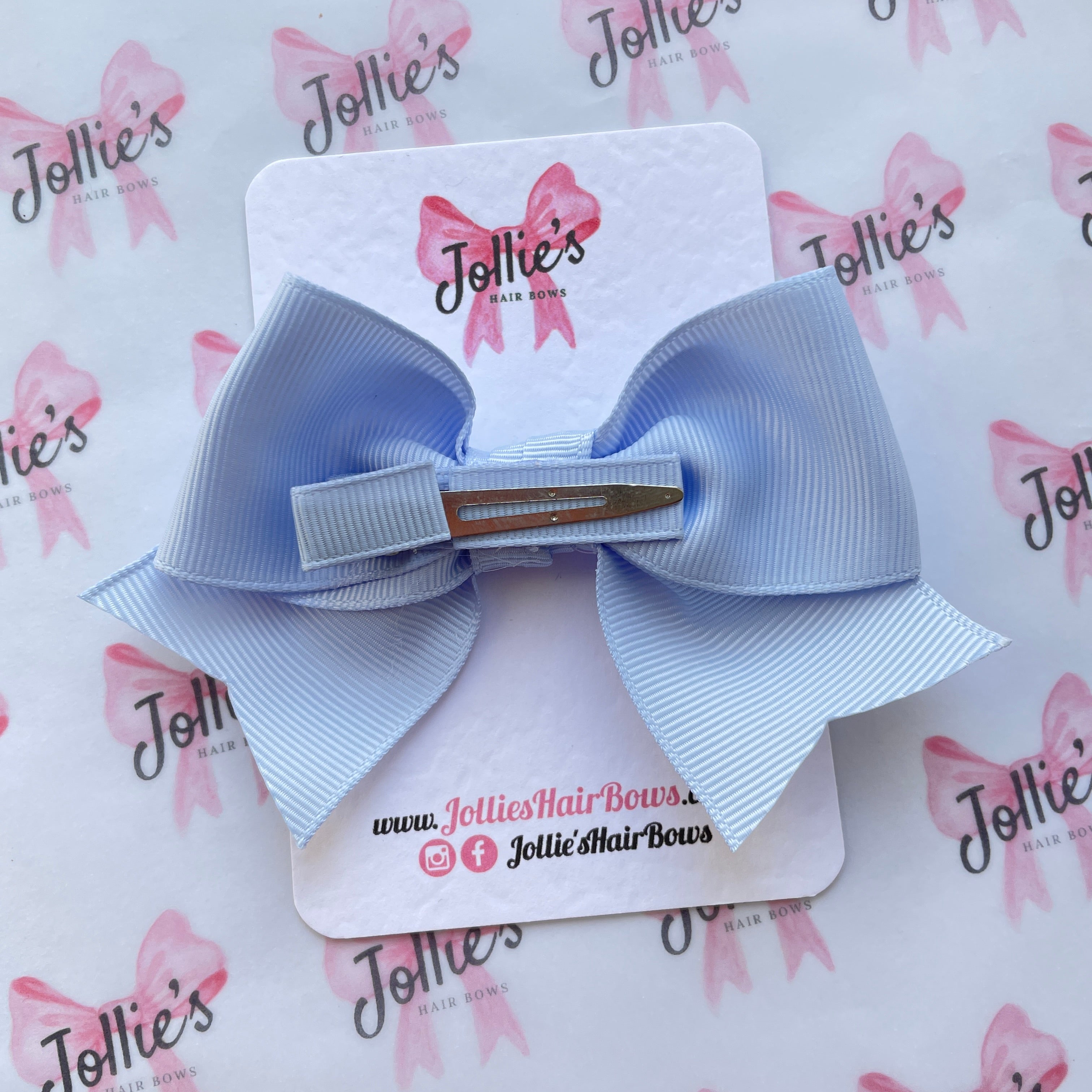 4inch Ribbon Bow with Clip - Bluebell