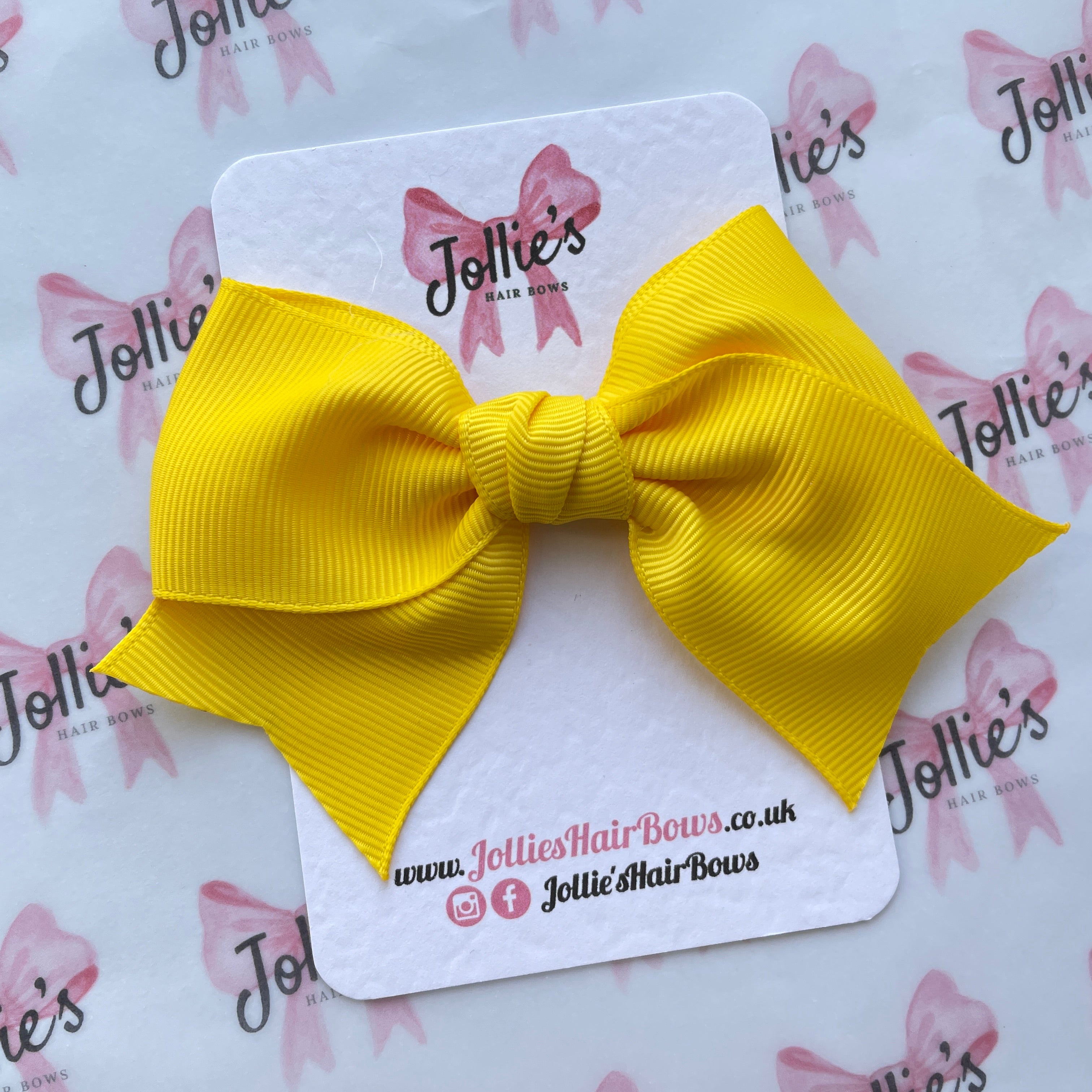 4inch Ribbon Bow with Clip - Daffodil