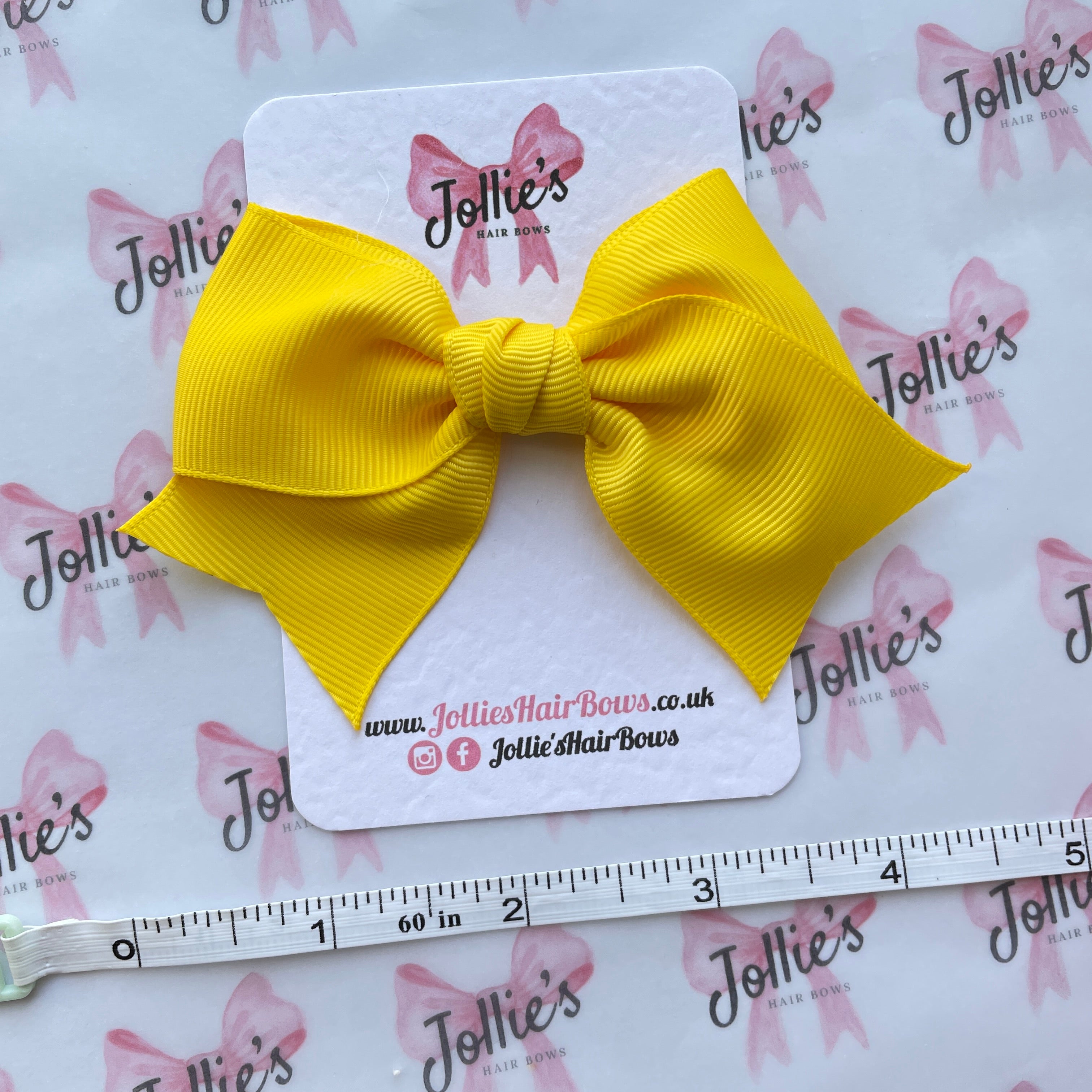 4inch Ribbon Bow with Clip - Daffodil