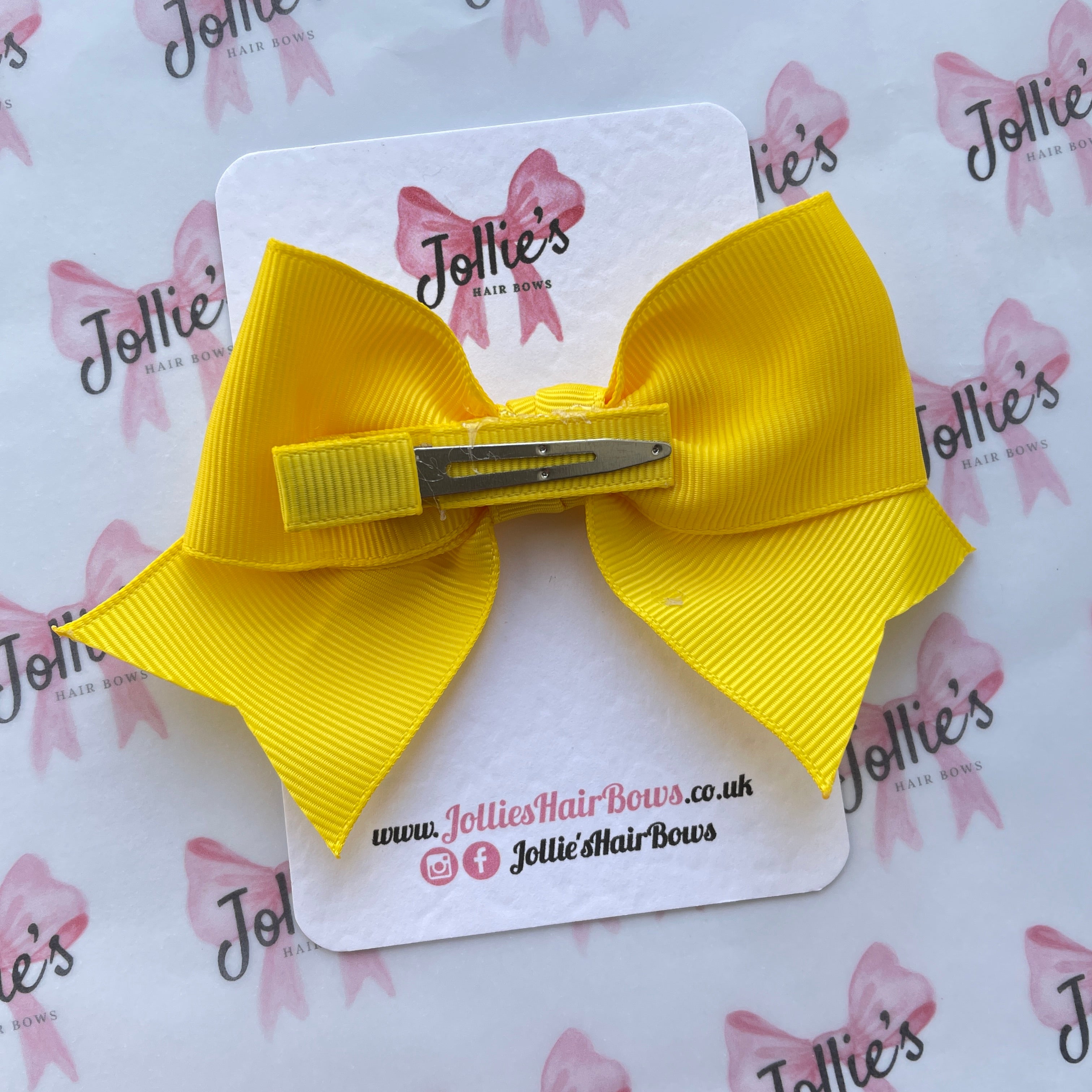 4inch Ribbon Bow with Clip - Daffodil