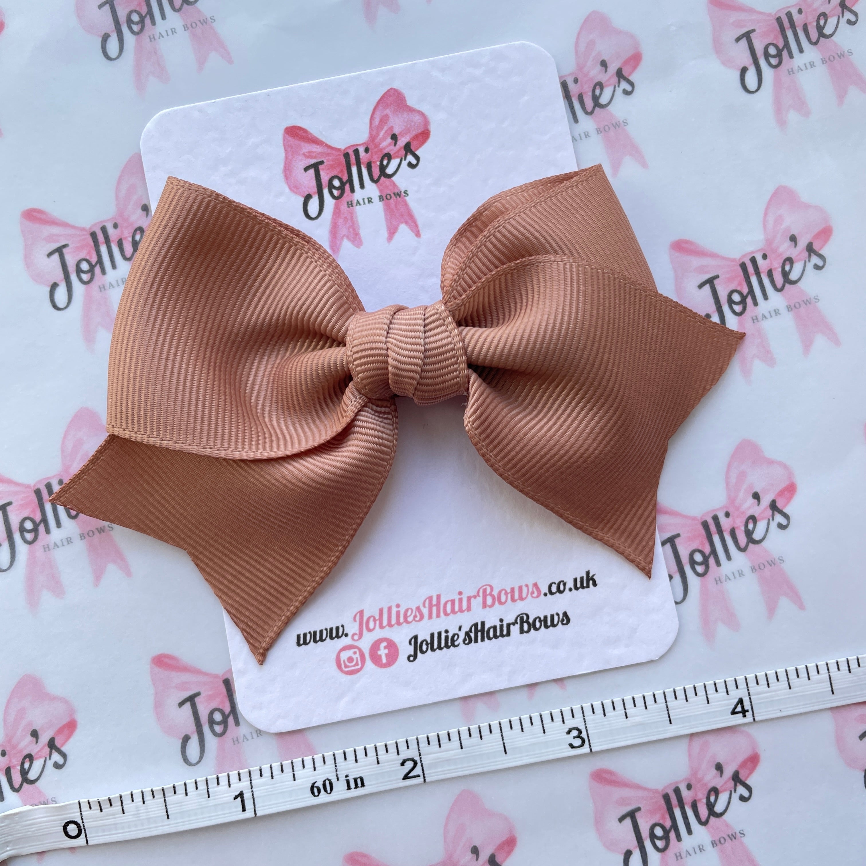 4inch Ribbon Bow with Clip - Natural