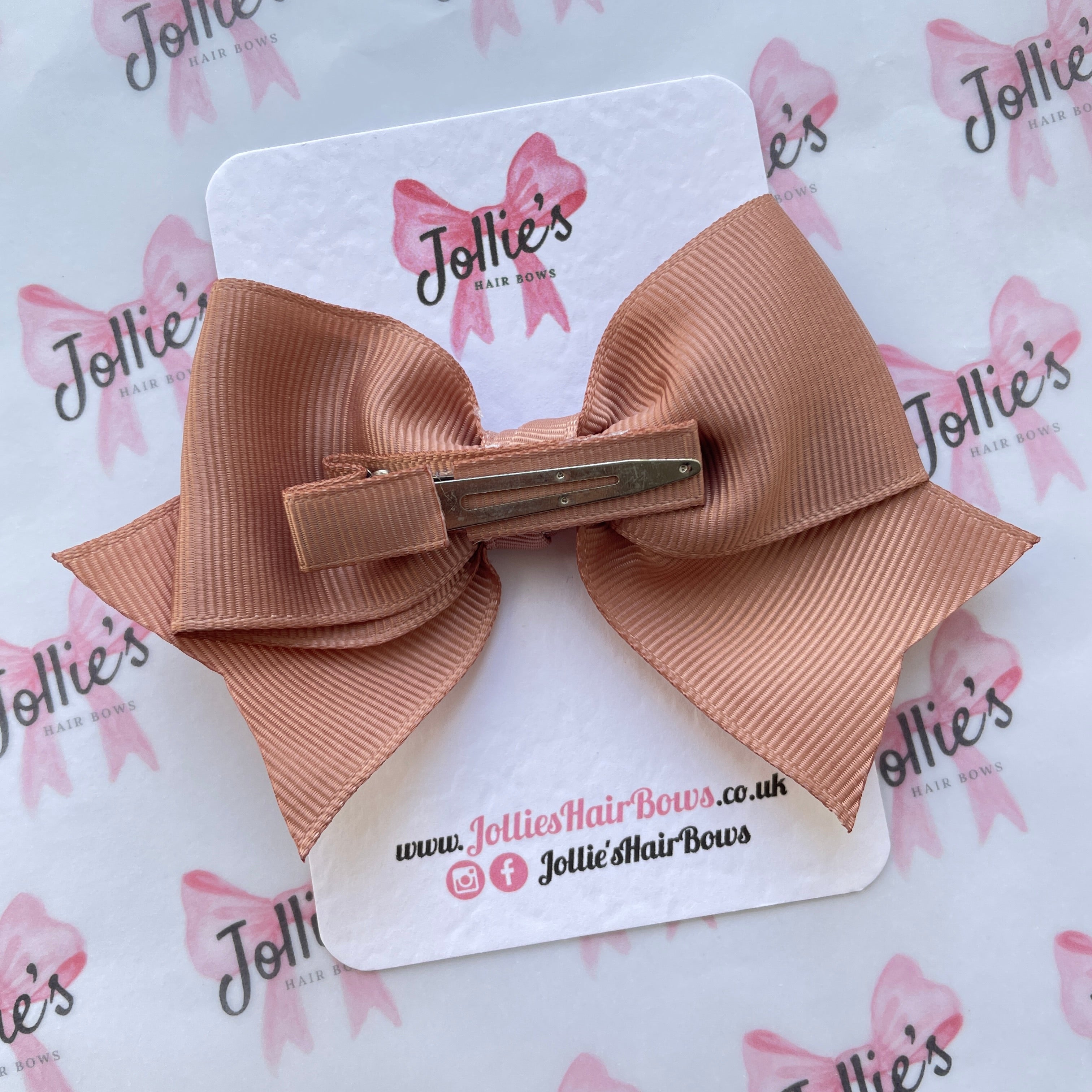 4inch Ribbon Bow with Clip - Natural