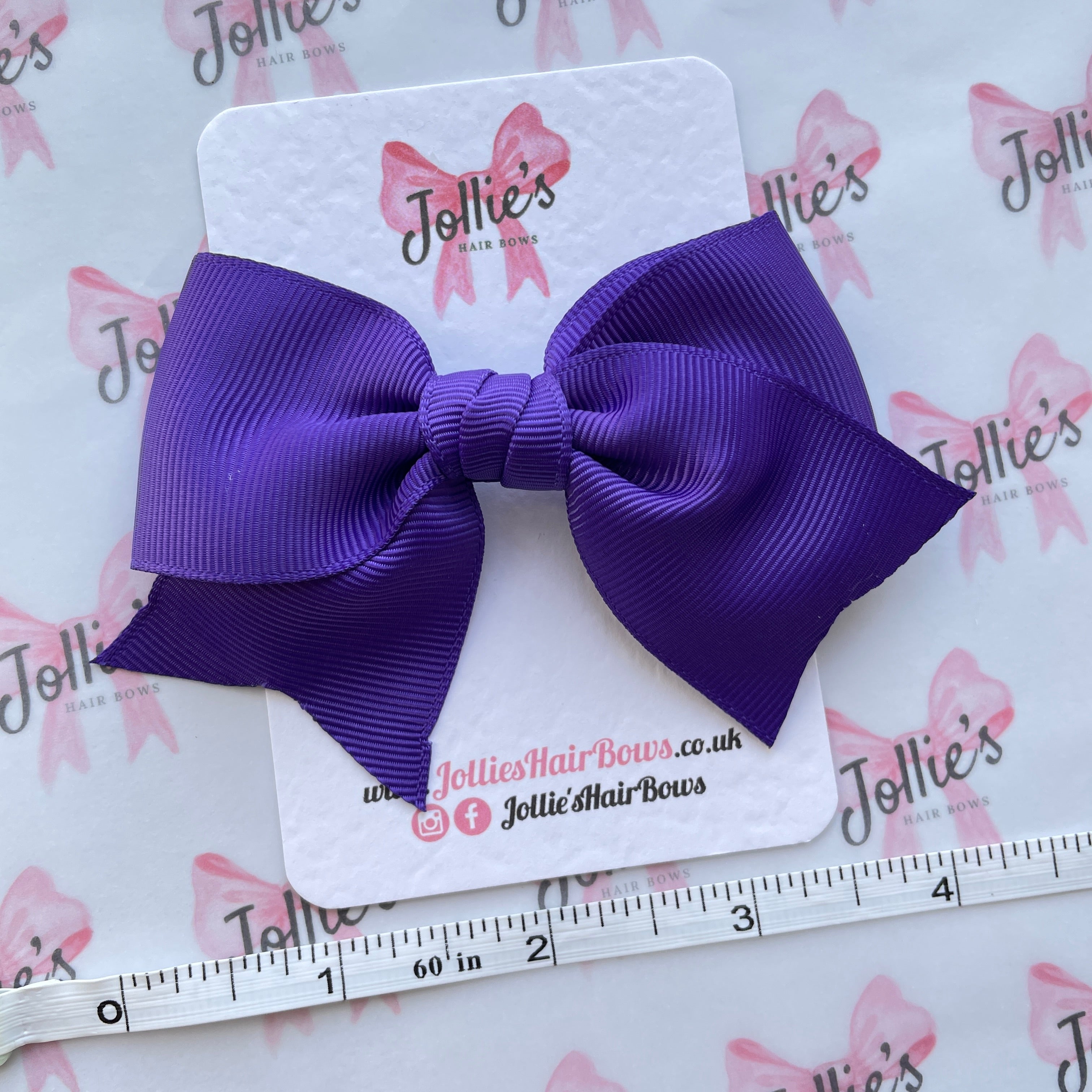 4inch Ribbon Bow with Clip - Regal Purple