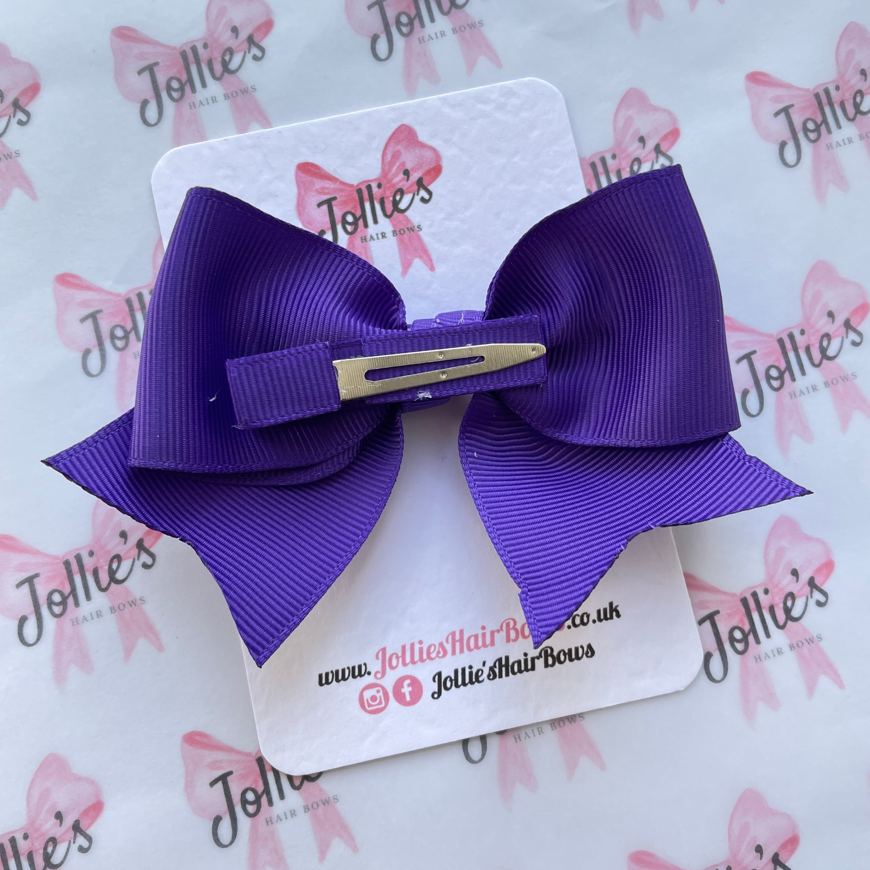 4inch Ribbon Bow with Clip - Regal Purple