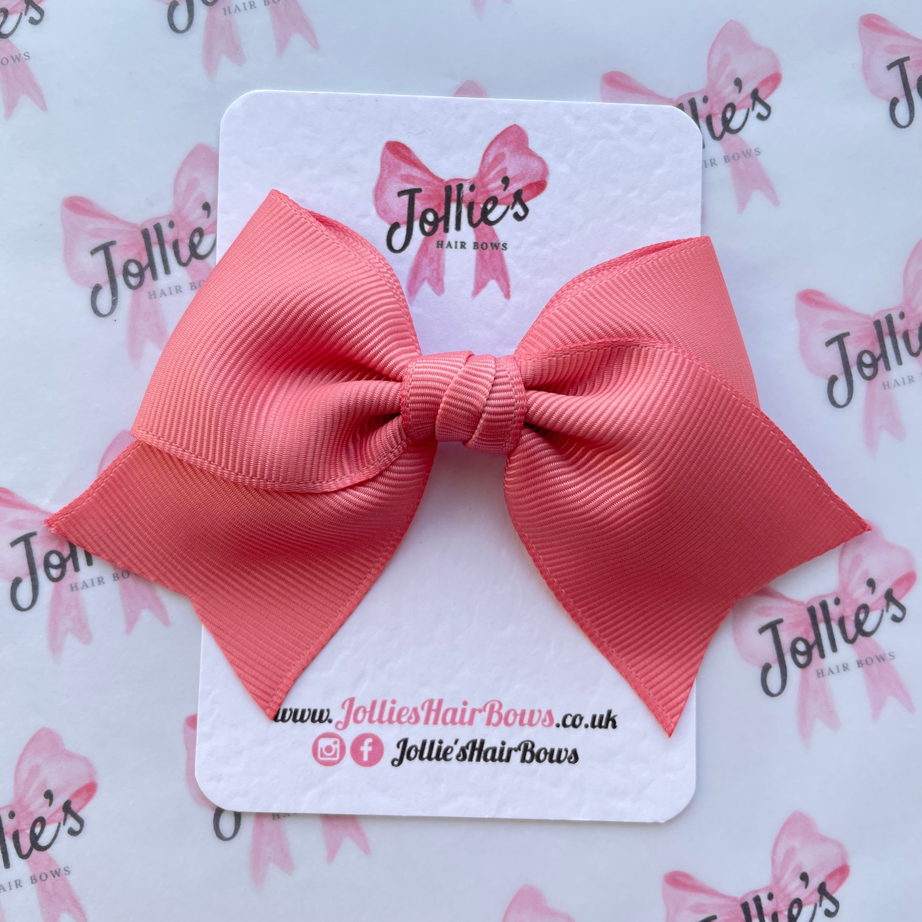 4inch Ribbon Bow with Clip - Dusty Rose