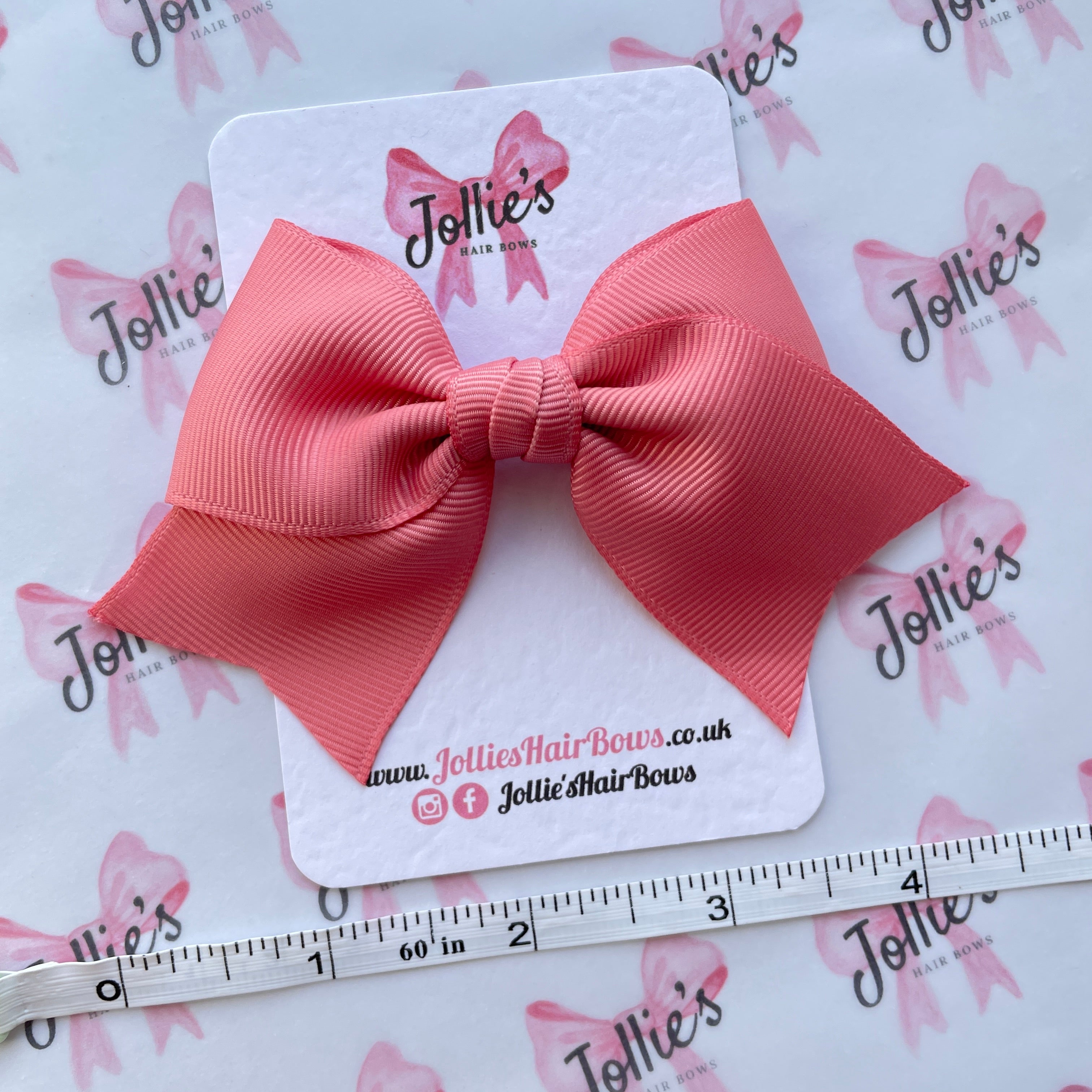 4inch Ribbon Bow with Clip - Dusty Rose