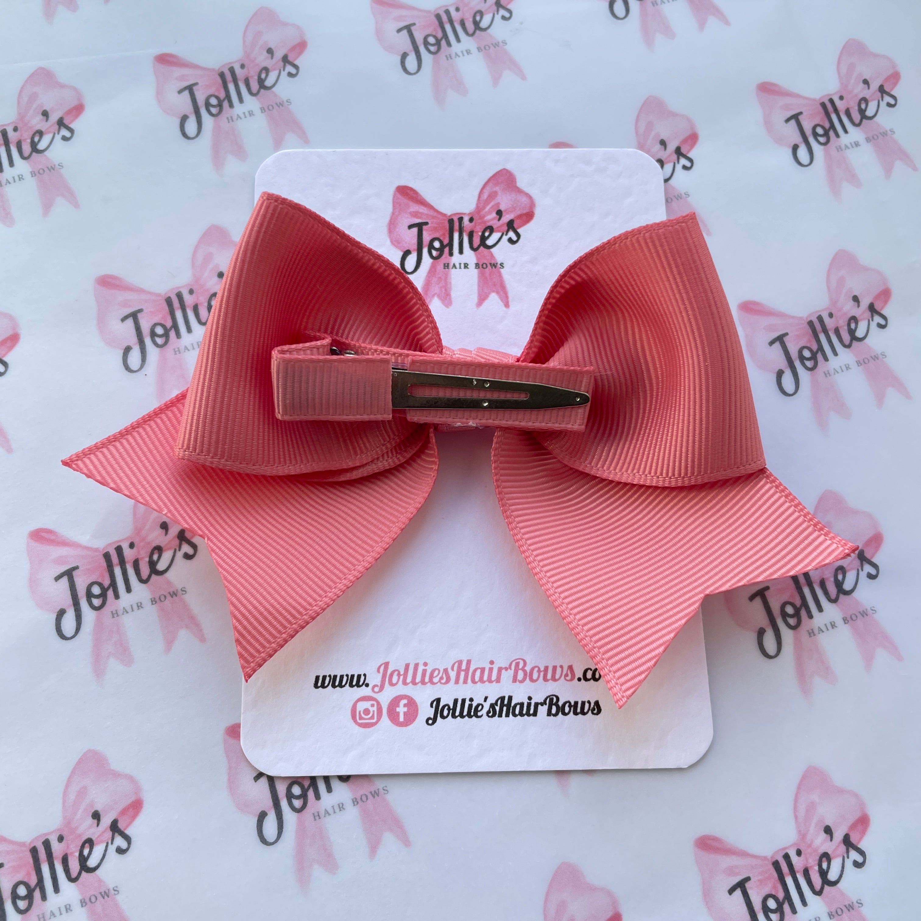 4inch Ribbon Bow with Clip - Dusty Rose