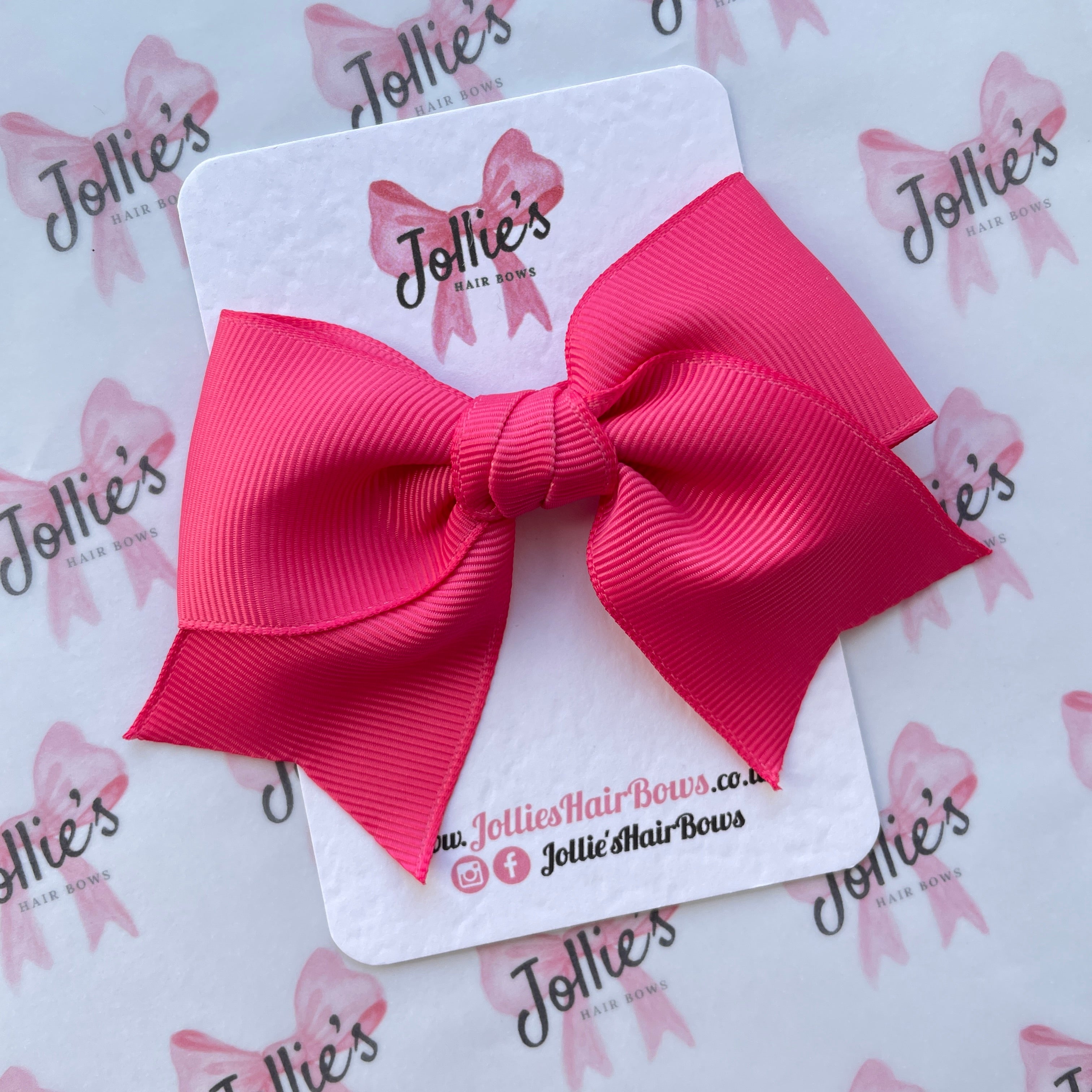 4inch Ribbon Bow with Clip - Camellia Rose