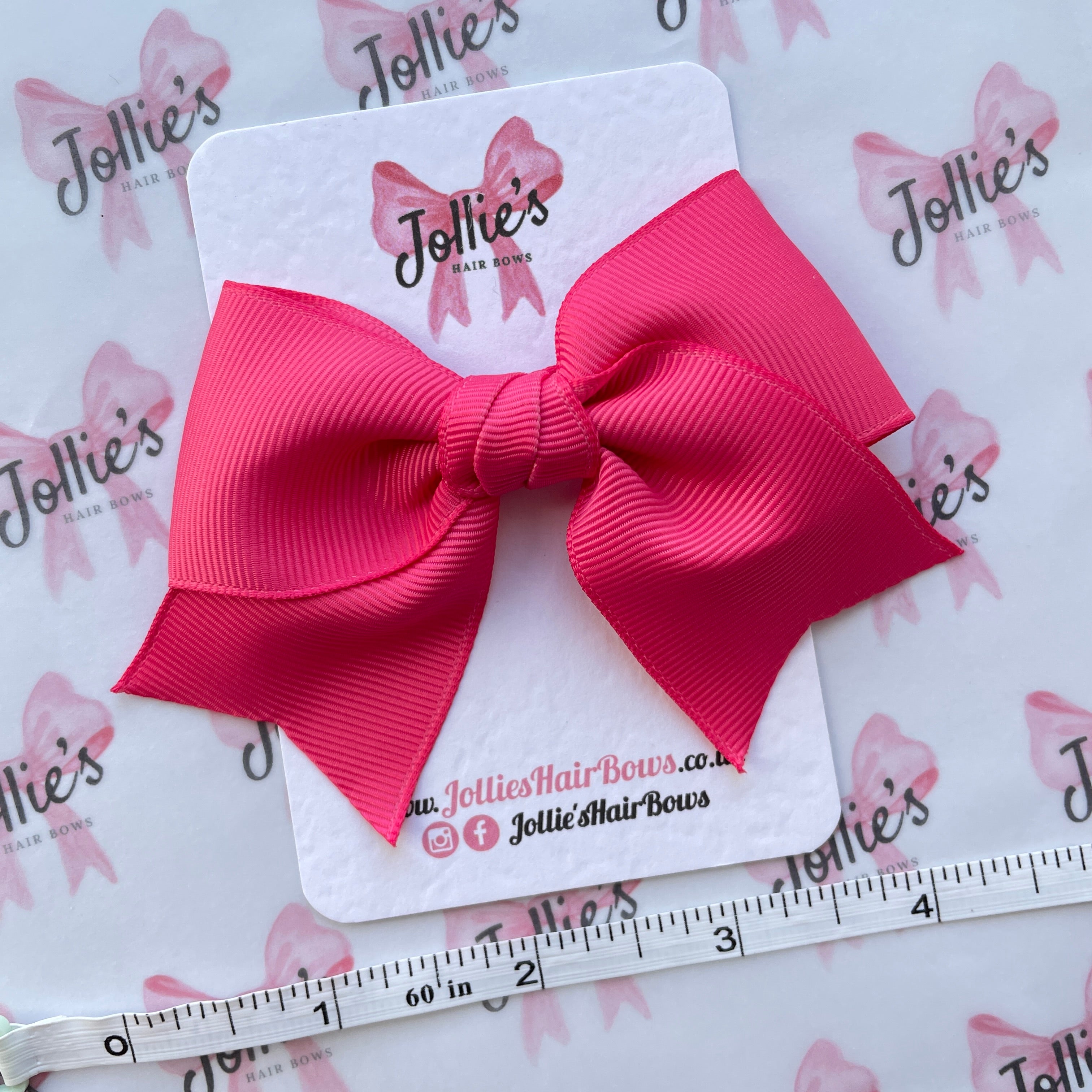 4inch Ribbon Bow with Clip - Camellia Rose