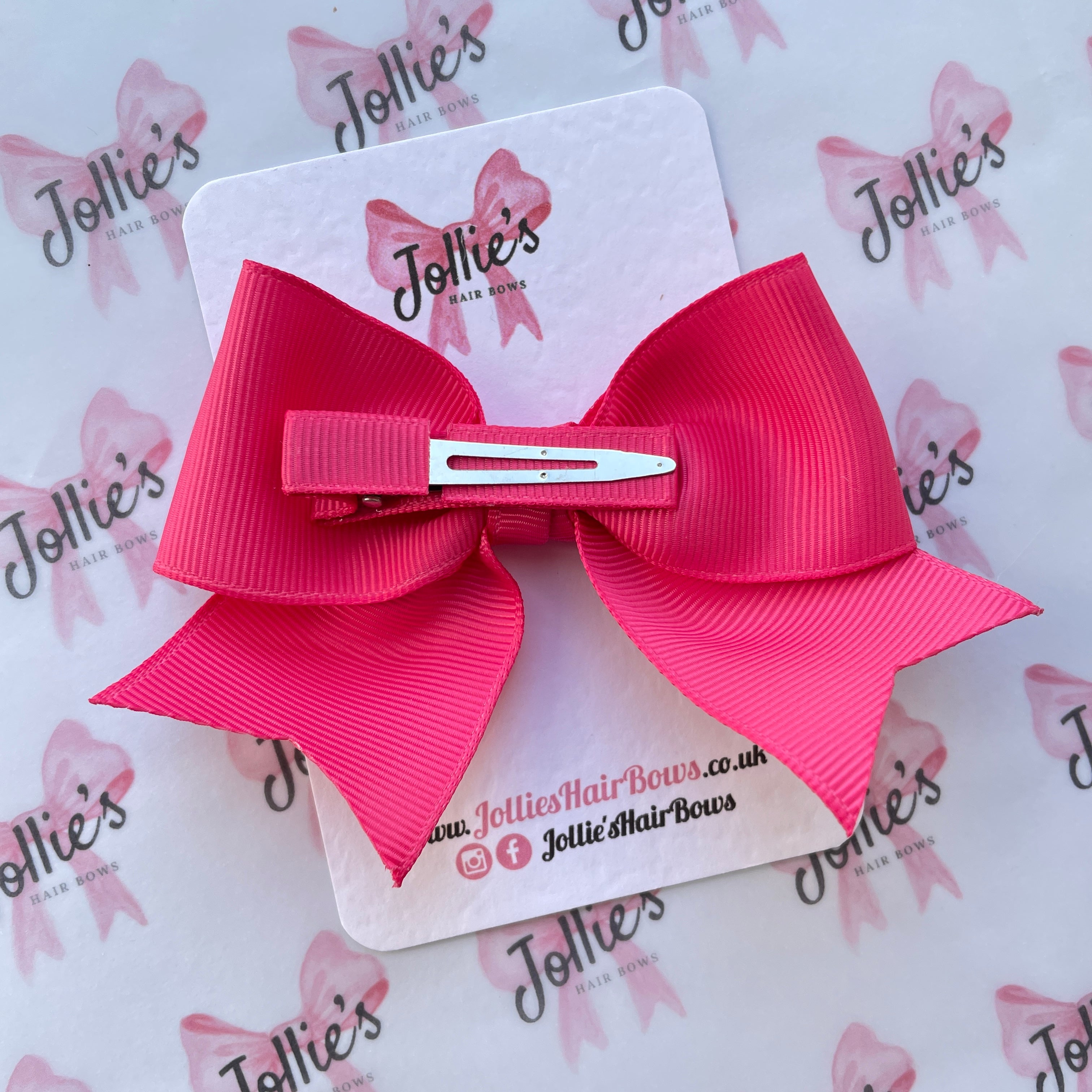 4inch Ribbon Bow with Clip - Camellia Rose