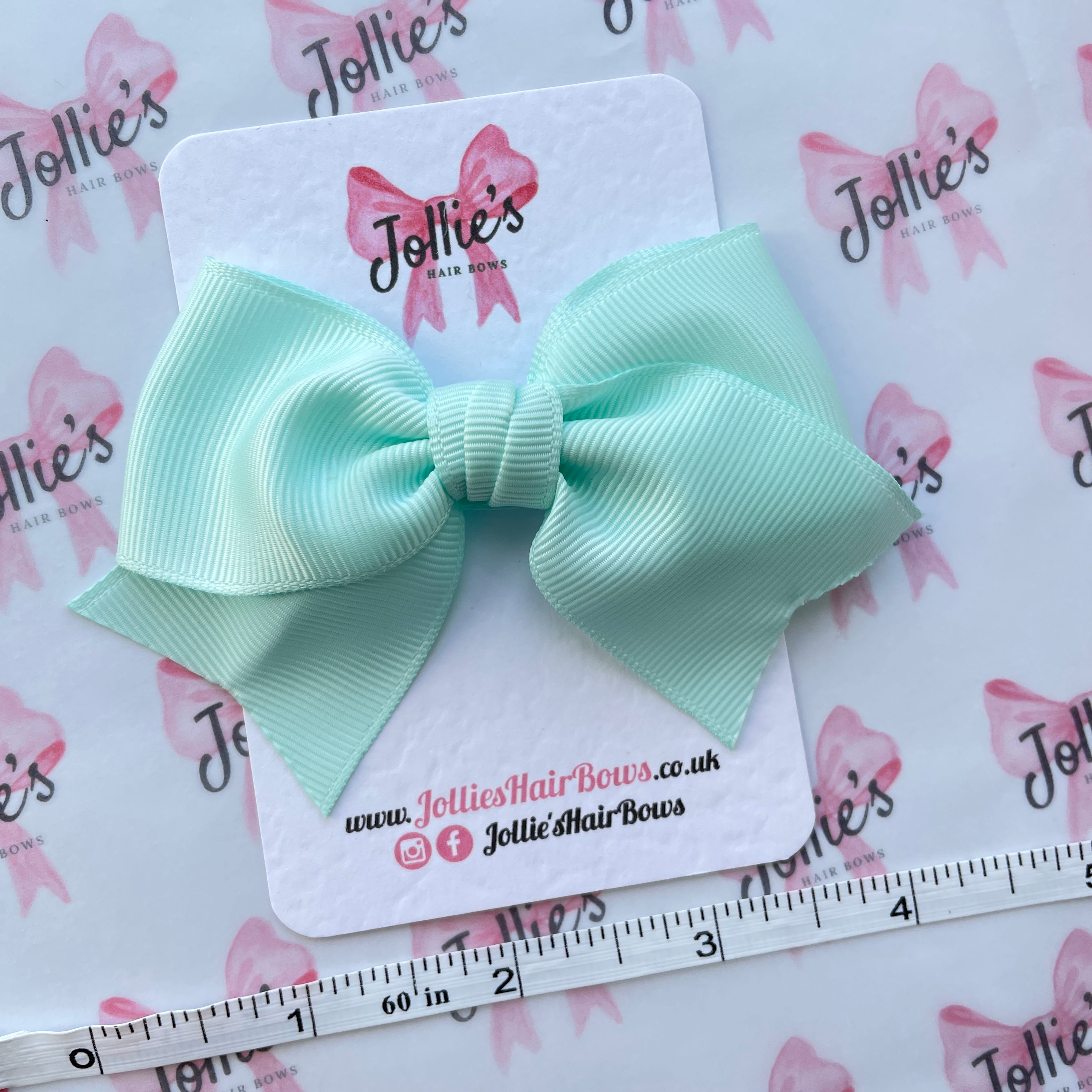 4inch Ribbon Bow with Clip - Crystalline