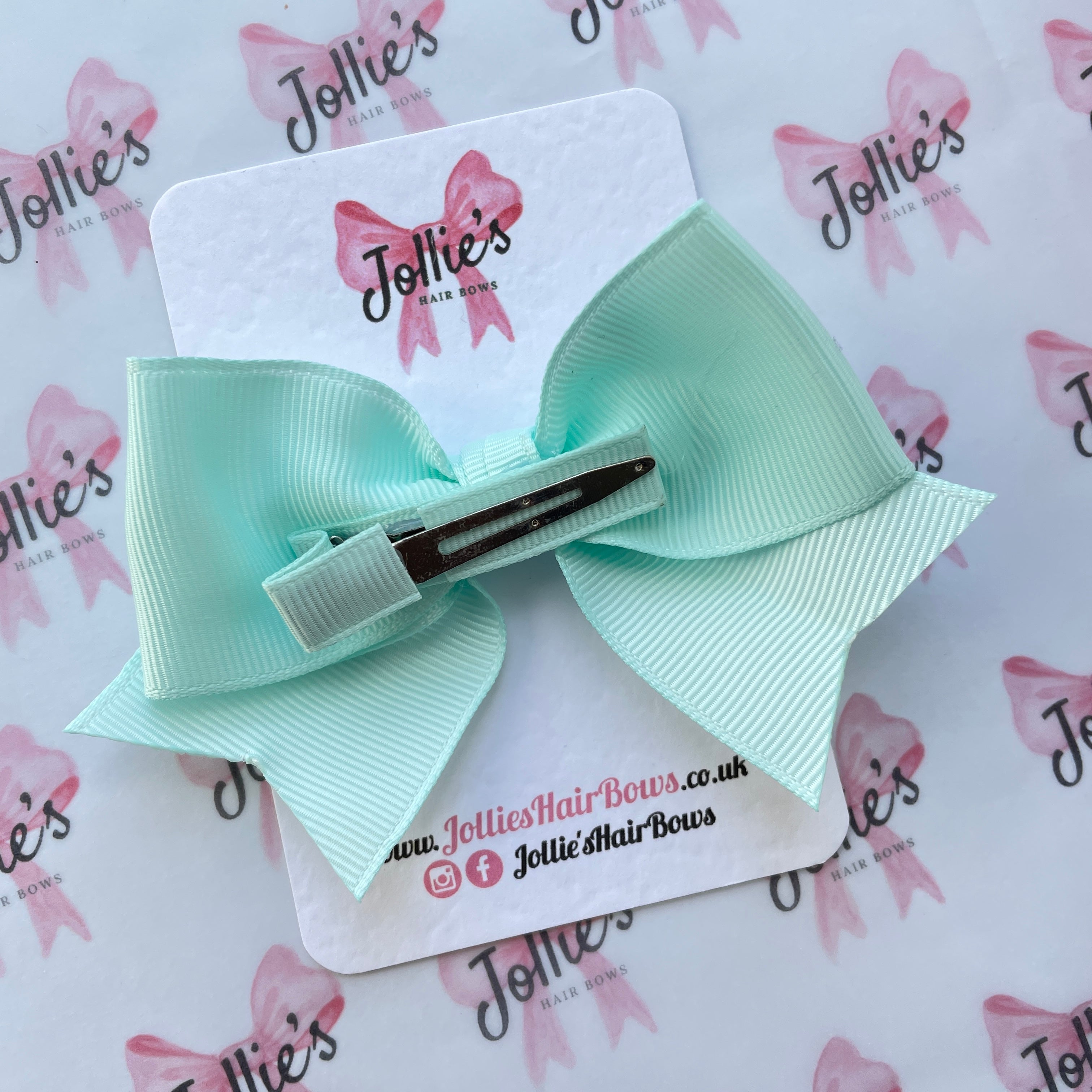 4inch Ribbon Bow with Clip - Crystalline