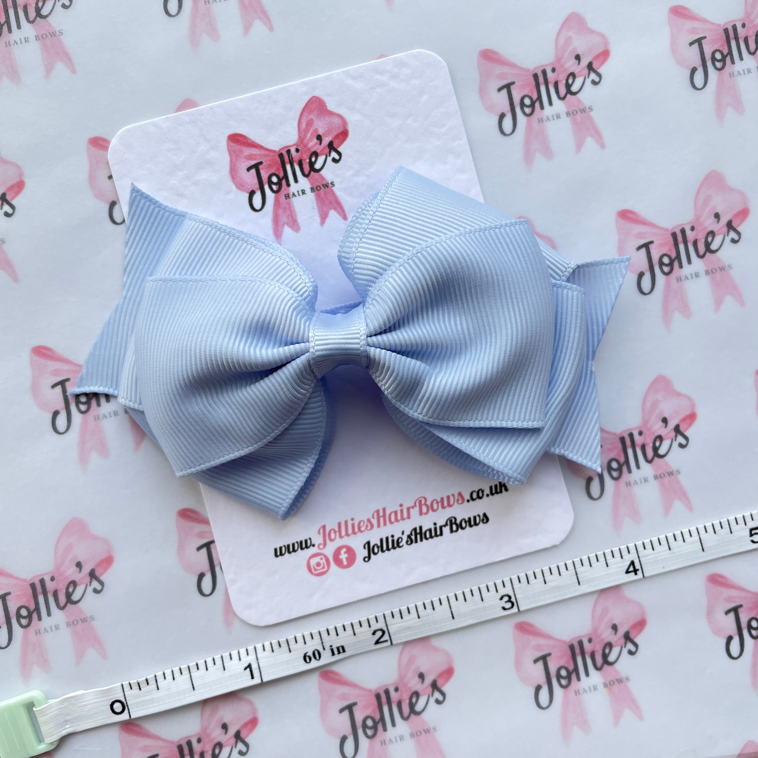 4inch Triple Layers Bow with Clip - Bluebell