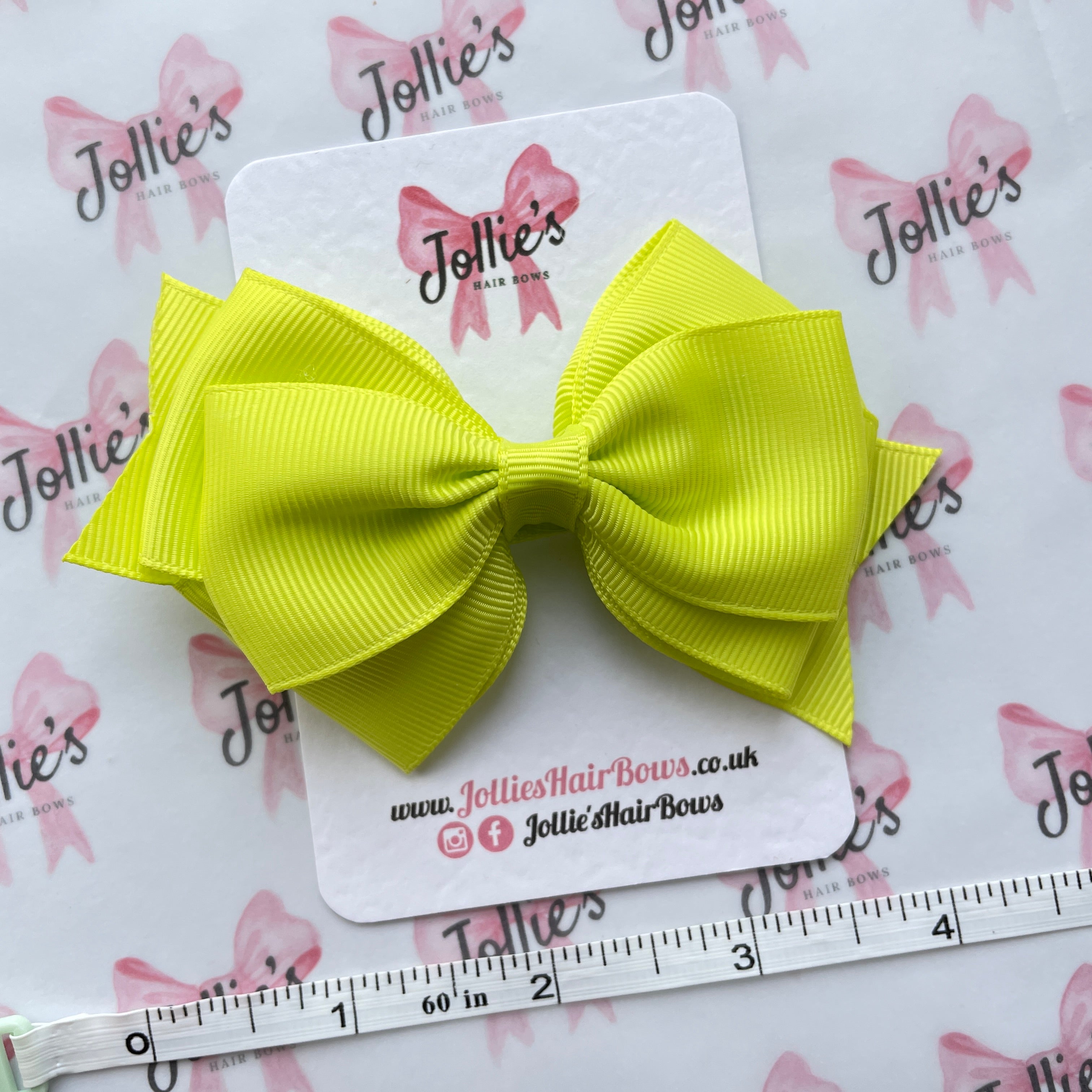 4inch Triple Layers Bow with Clip - Pineapple