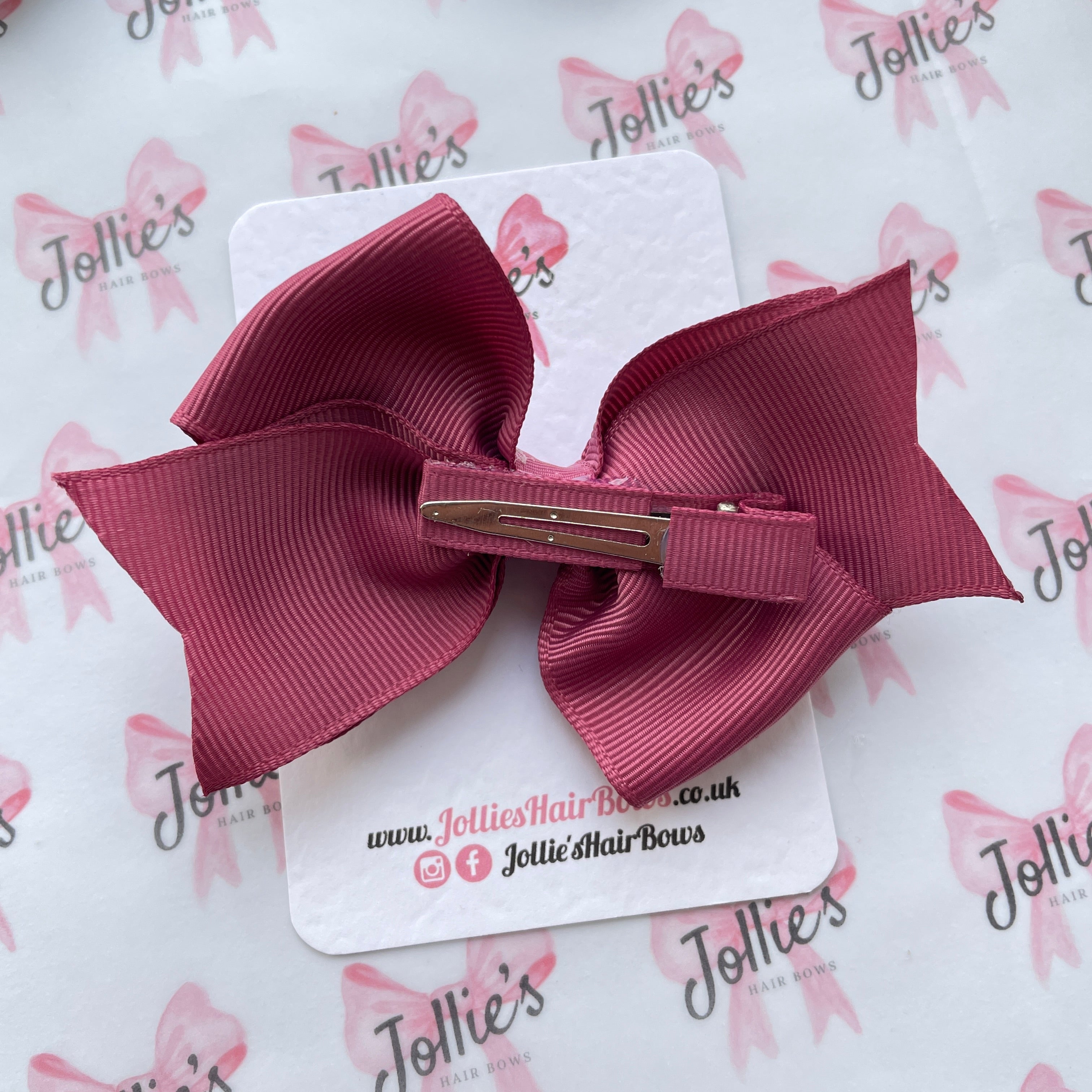 4inch Triple Layers Bow with Clip - Victorian Rose