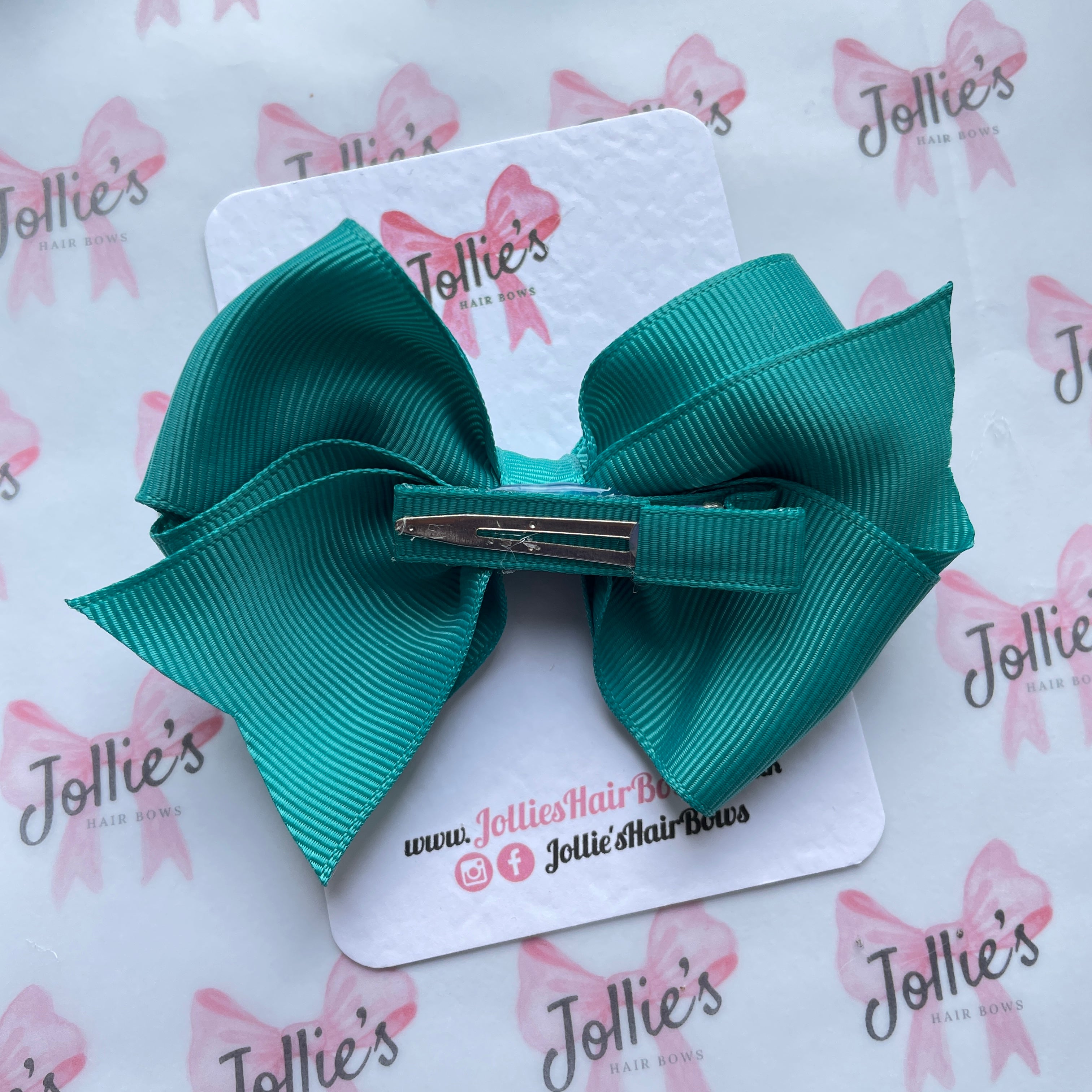 4inch Triple Layers Bow with Clip - Jade Green