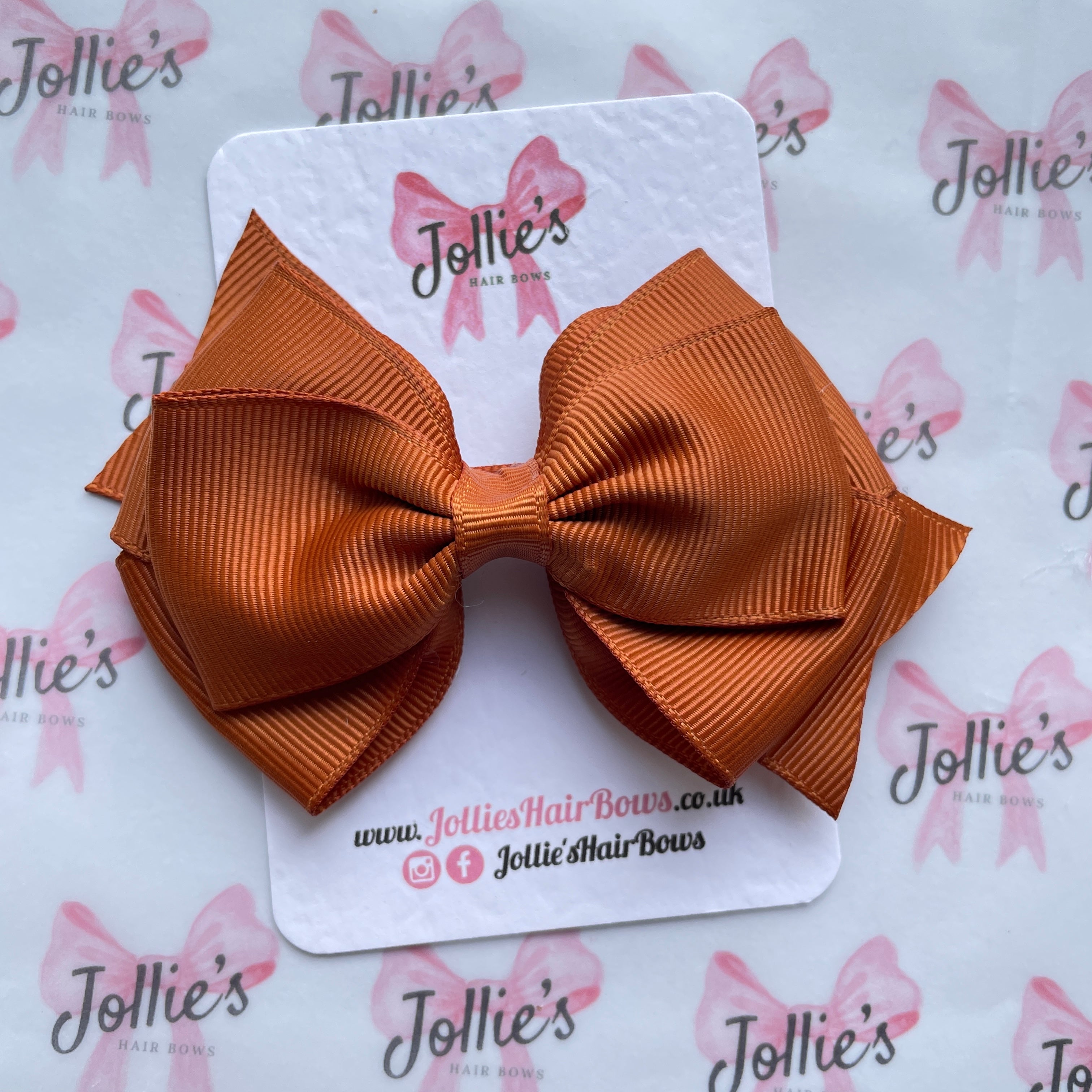 4inch Triple Layers Bow with Clip - Copper