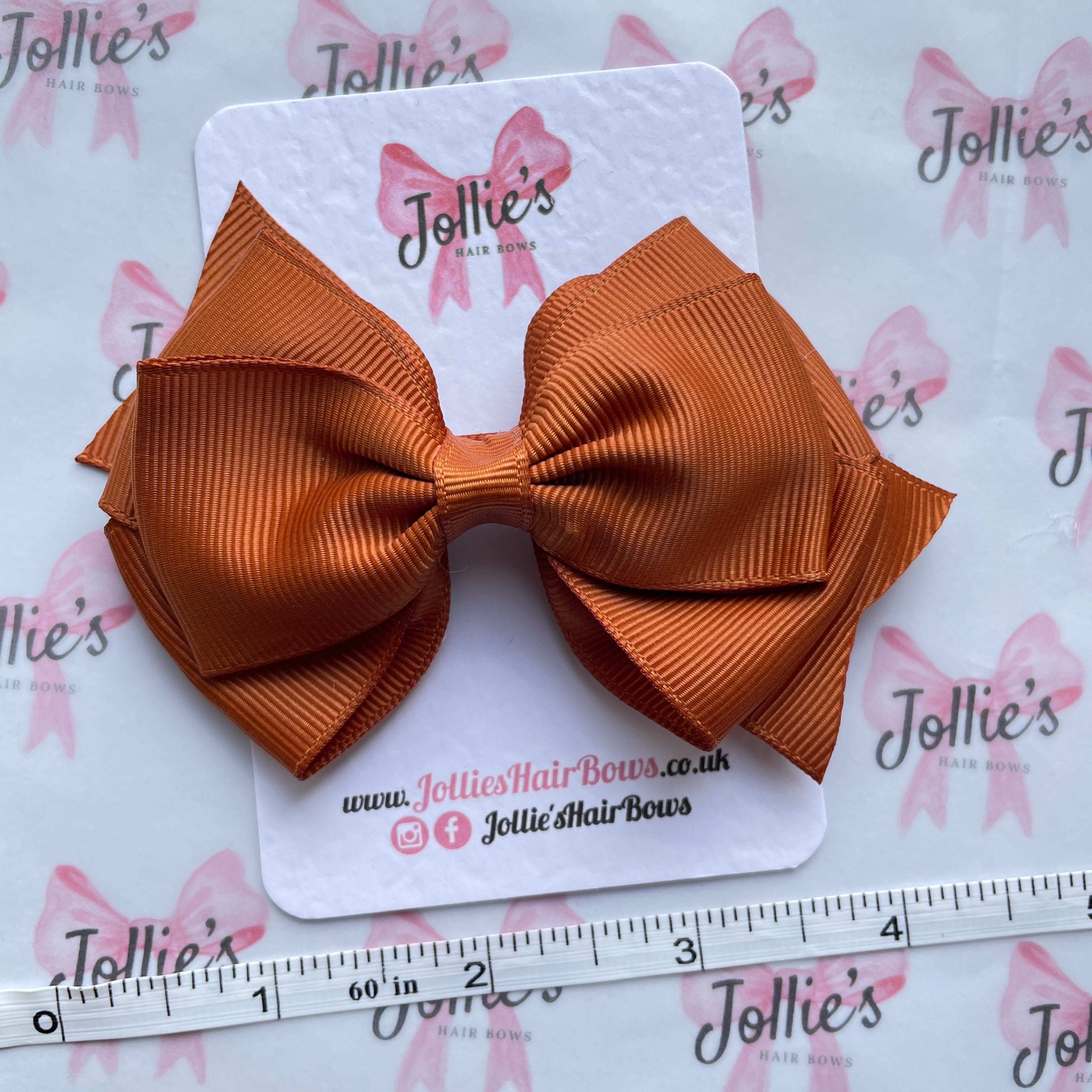 4inch Triple Layers Bow with Clip - Copper