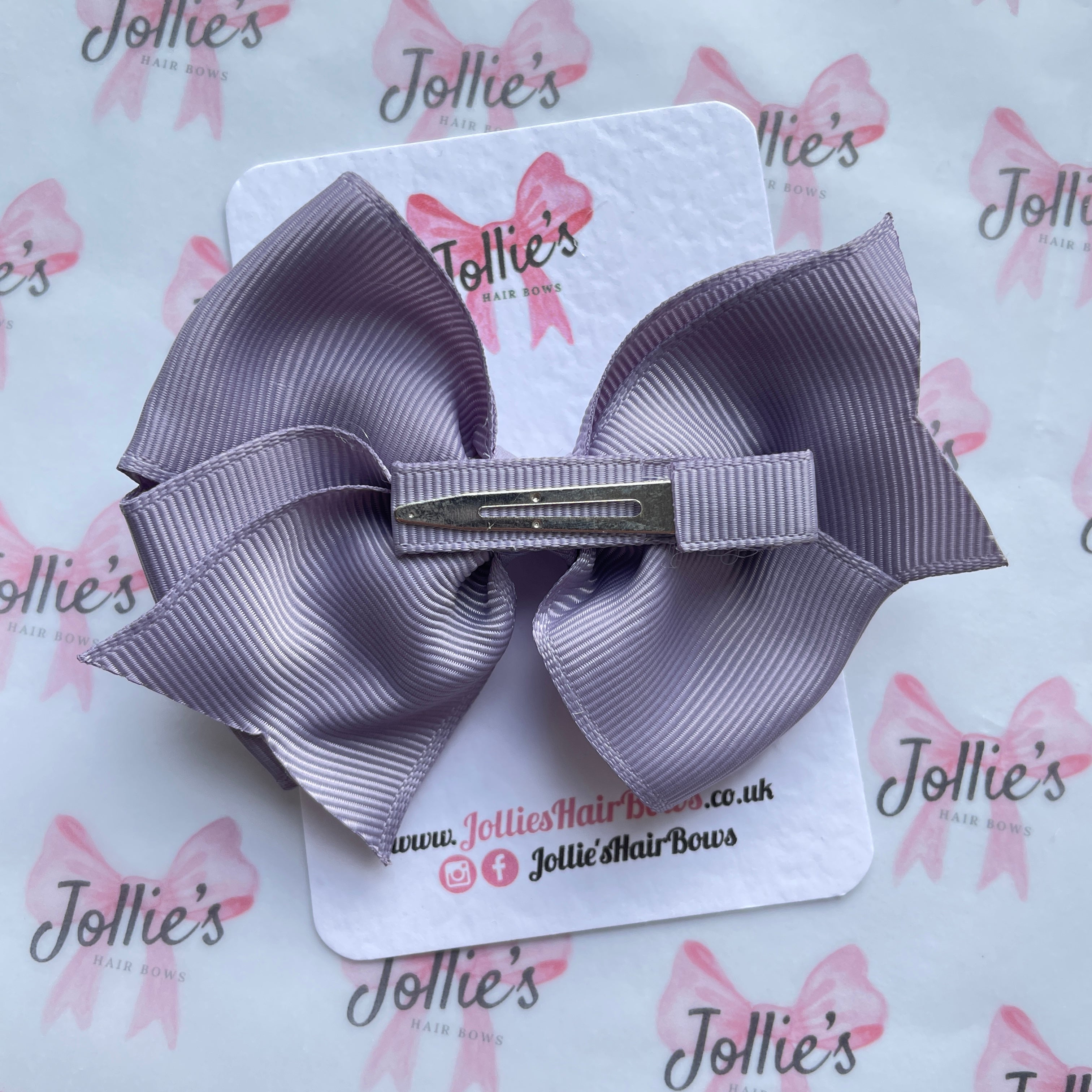 4inch Triple Layers Bow with Clip - Thistle