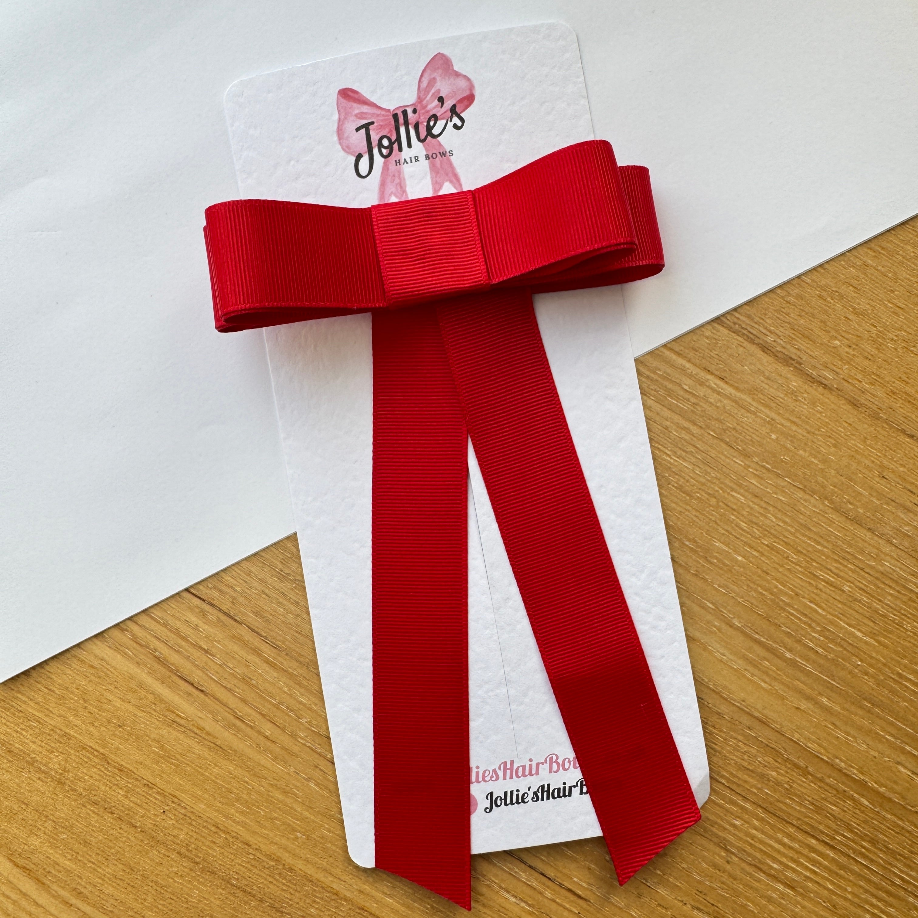 5" Red Tail Bow – Grosgrain Ribbon with 2.4" Double Sponge Alligator Clip