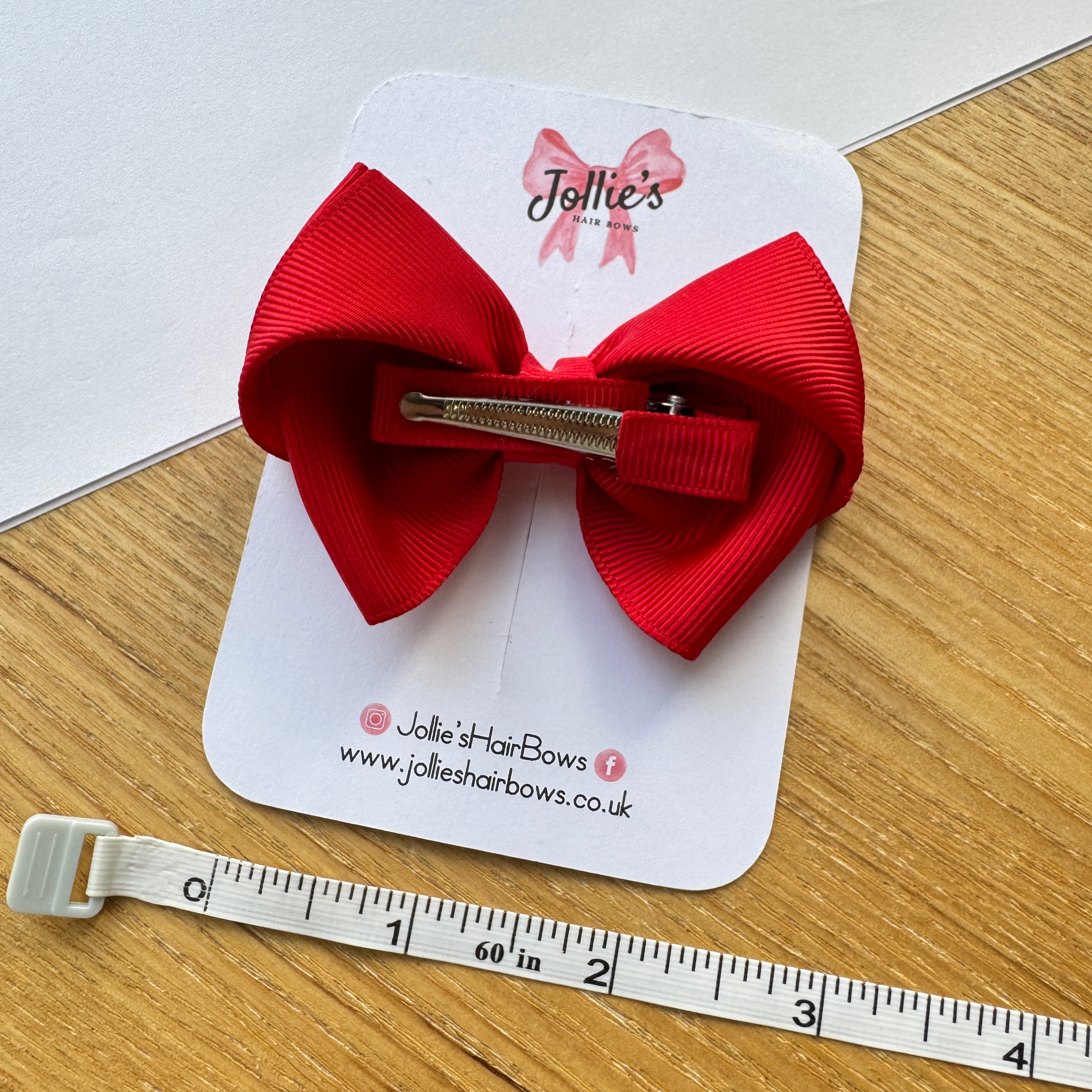 3" Red Classic Double Loop Hair Bow – Grosgrain Ribbon Alligator Clip with Teeth