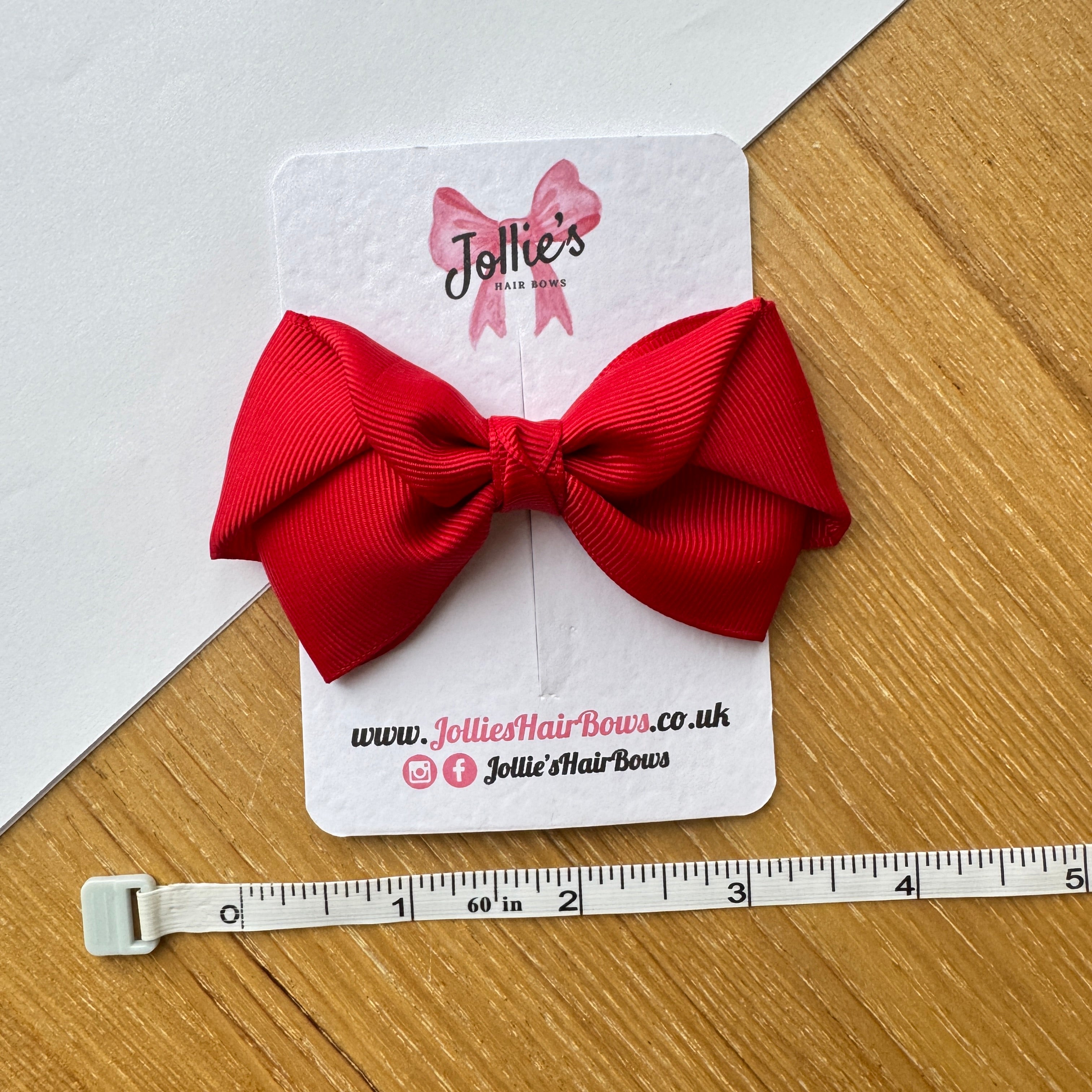 3" Red Layered School Hair Bow – Grosgrain Ribbon Clip with Teeth