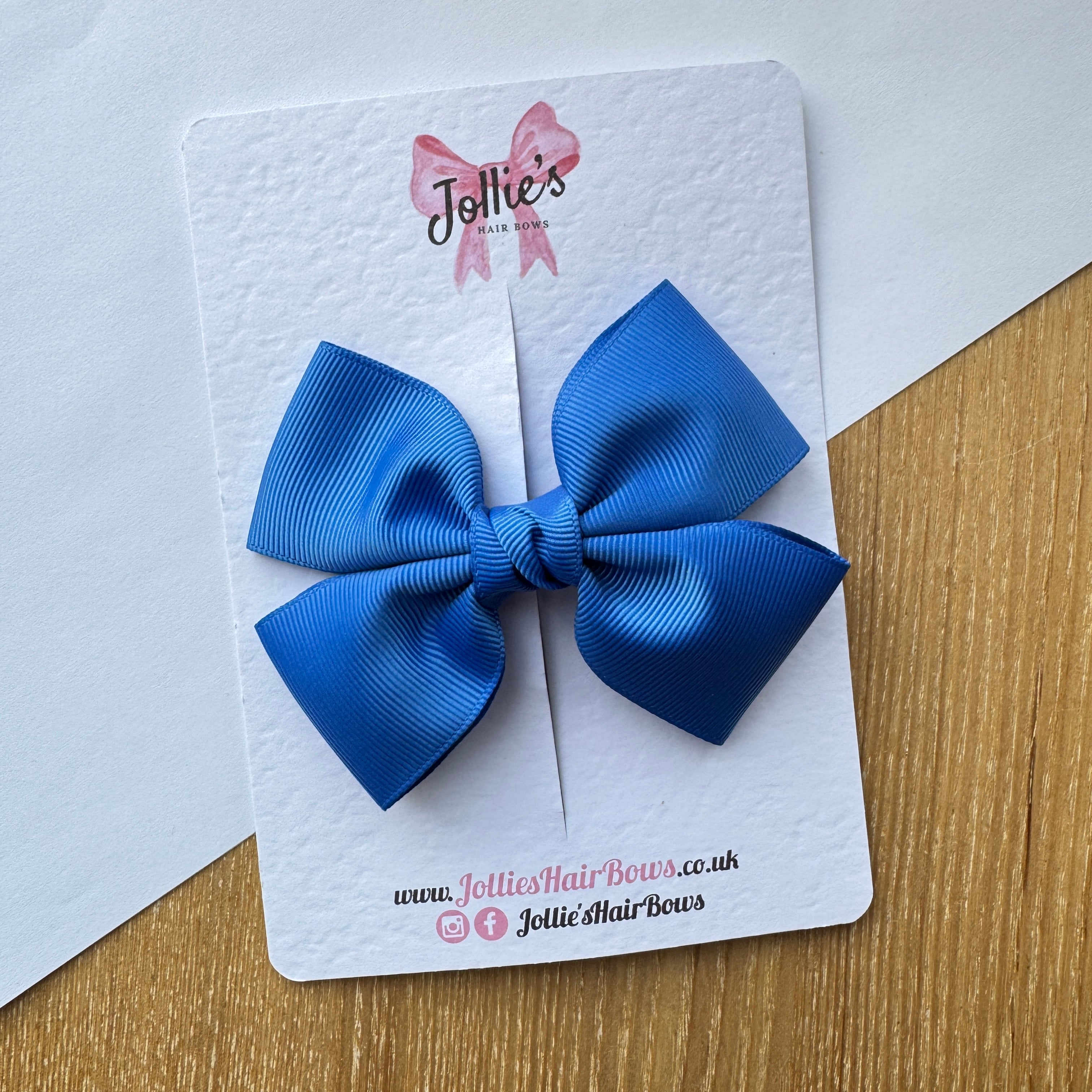 4" Royal Blue Classic Hair Bow – Grosgrain Ribbon with 2.4" Double Sponge Alligator Clip