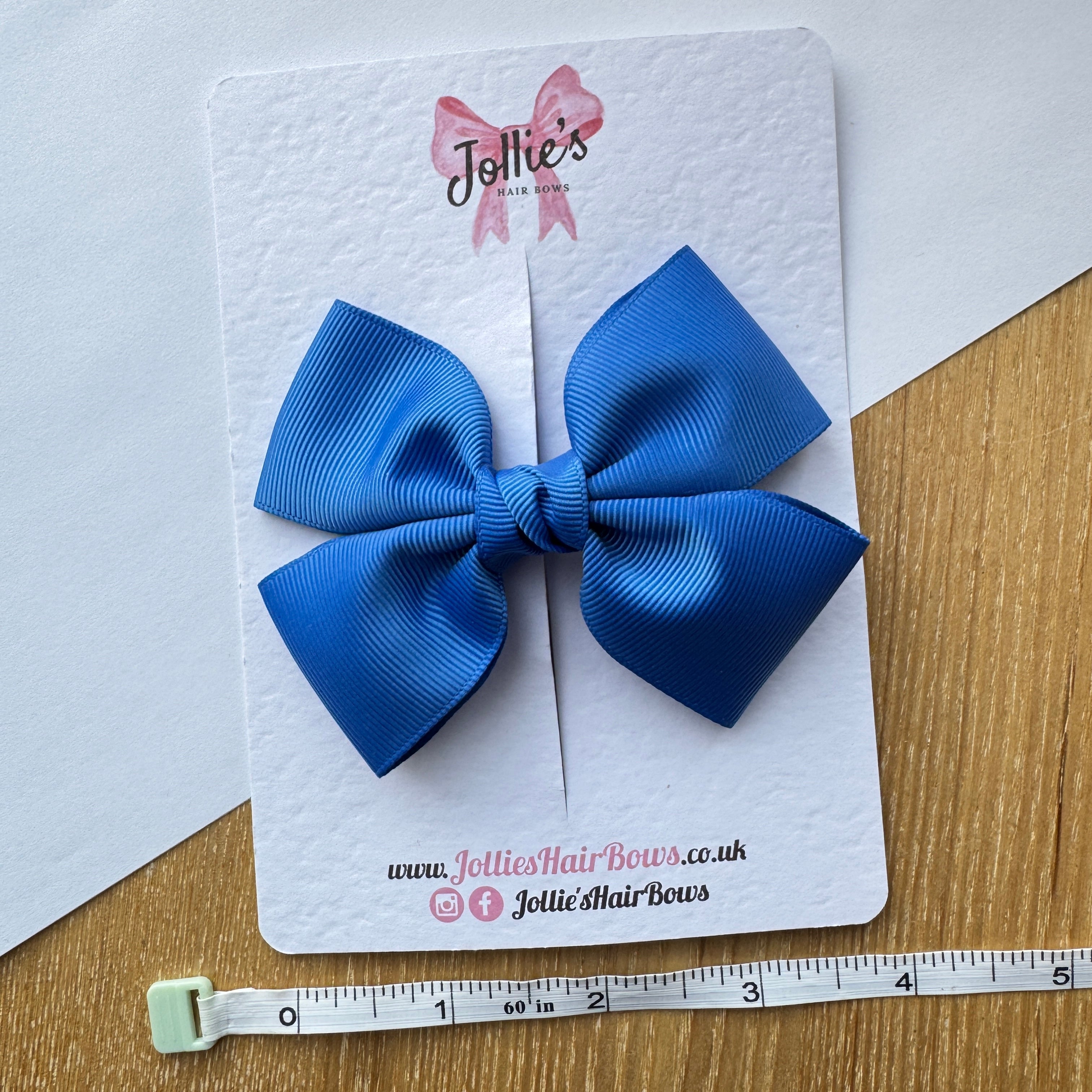 4" Royal Blue Classic Hair Bow – Grosgrain Ribbon with 2.4" Double Sponge Alligator Clip