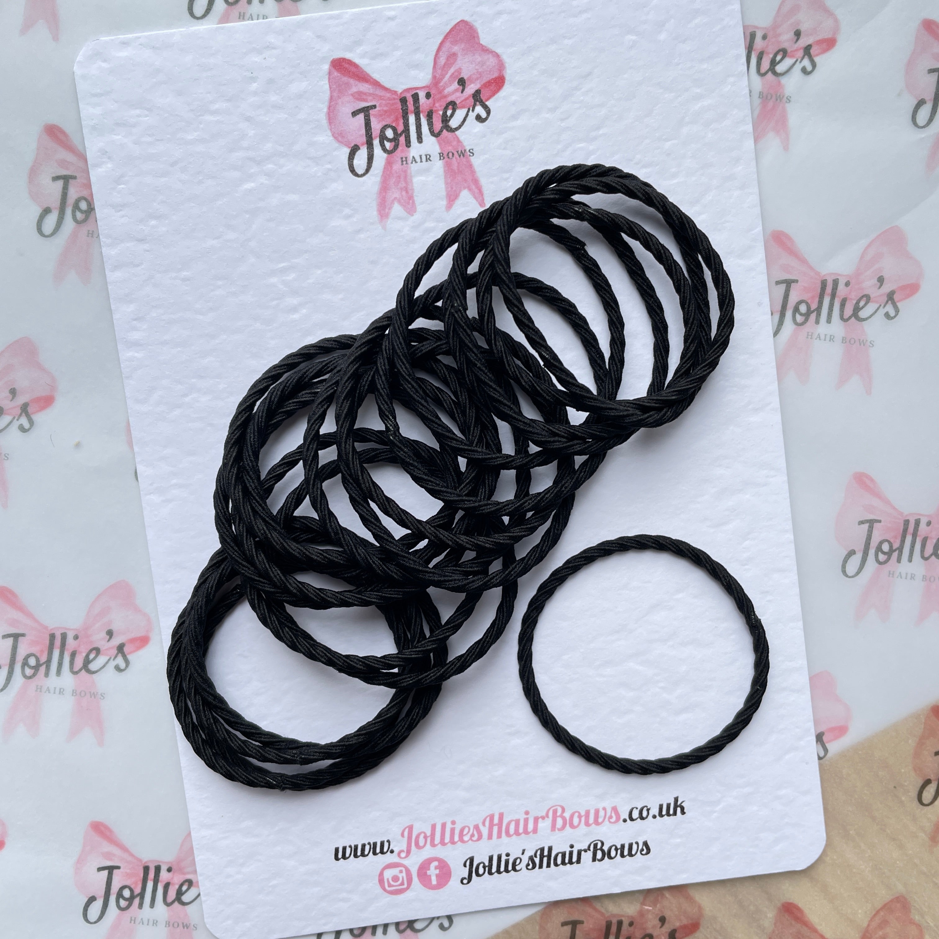 20pcs Thin Elastic Bobbles - Black