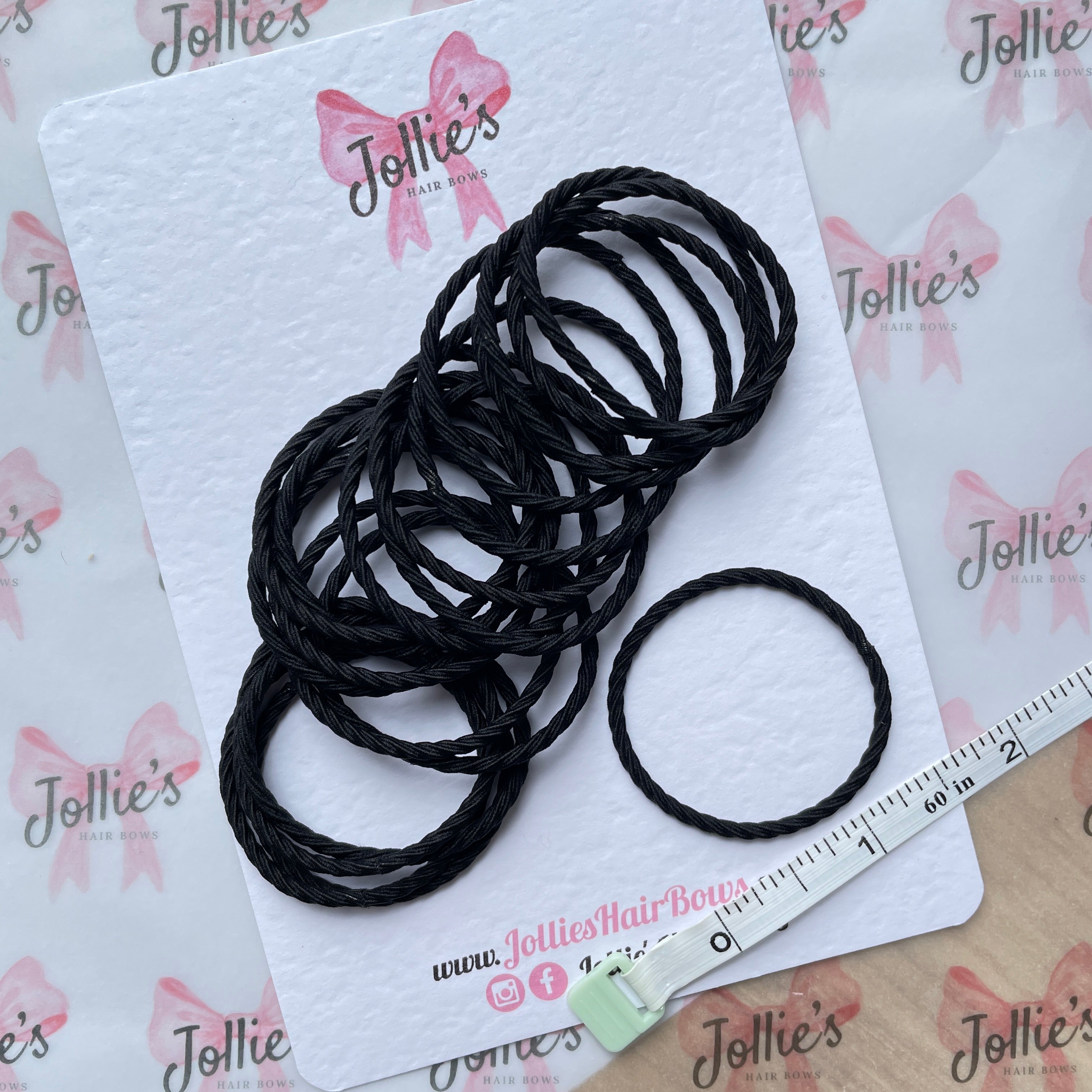 20pcs Thin Elastic Bobbles - Black