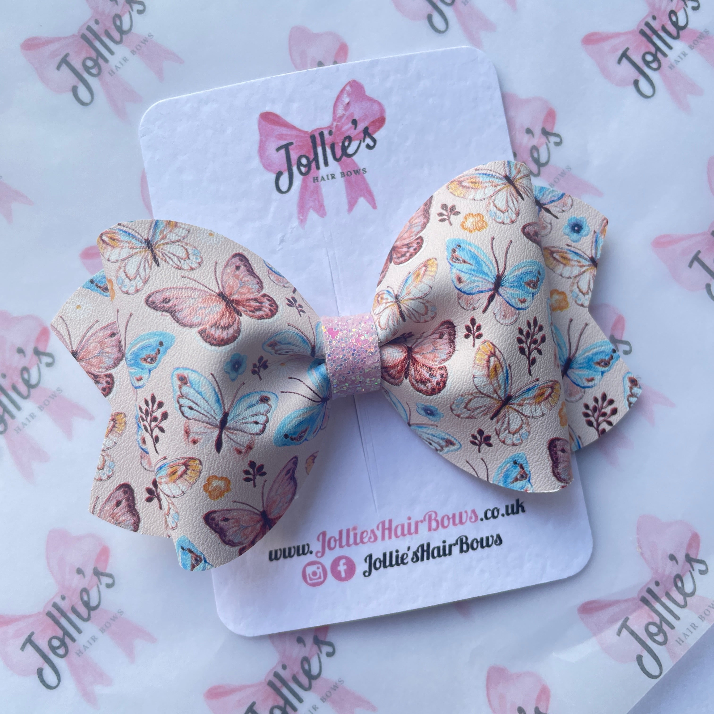 4inch Butterflies Print Hair Bow with clip