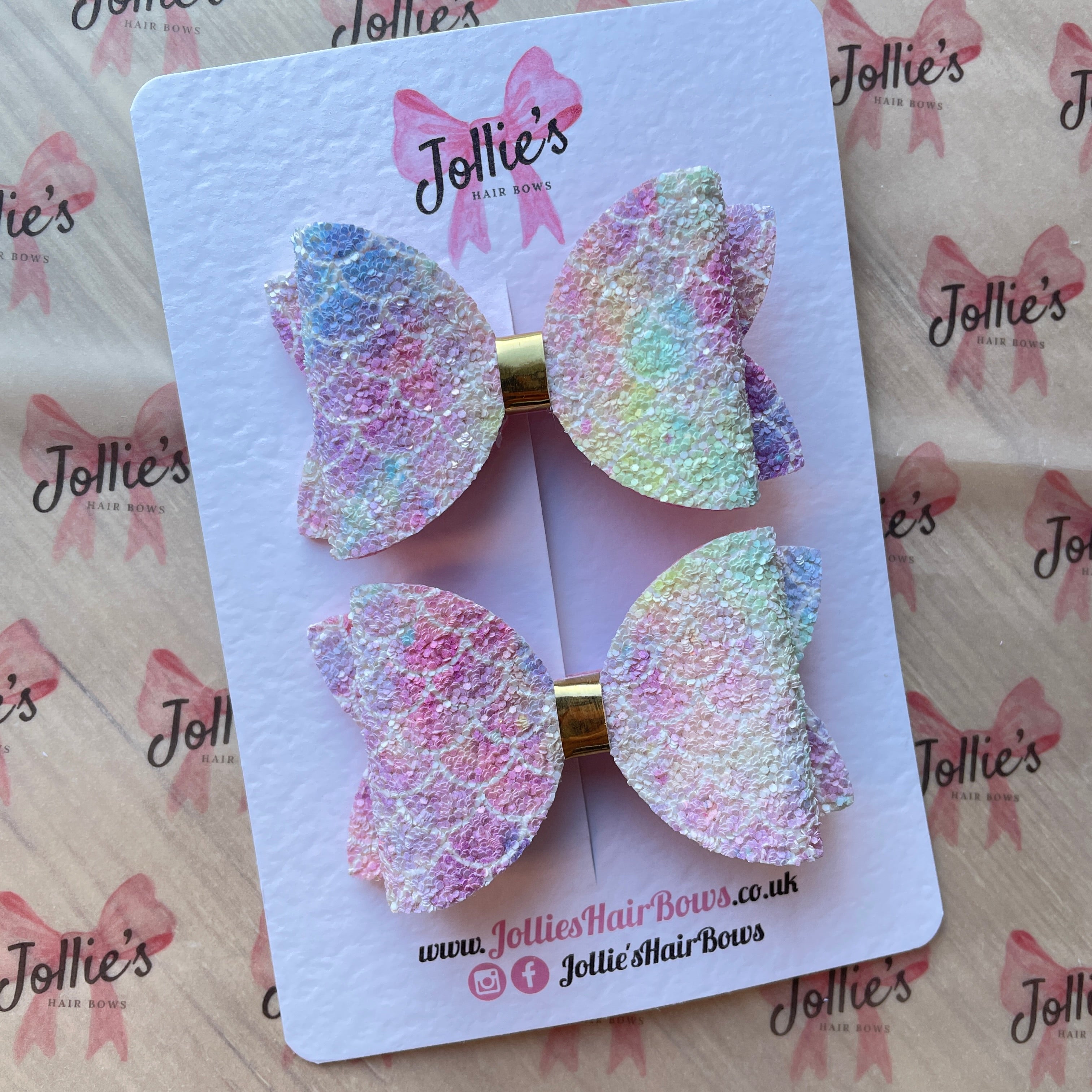 3inch Mermaid Chunky Glitter Hair Bows Set