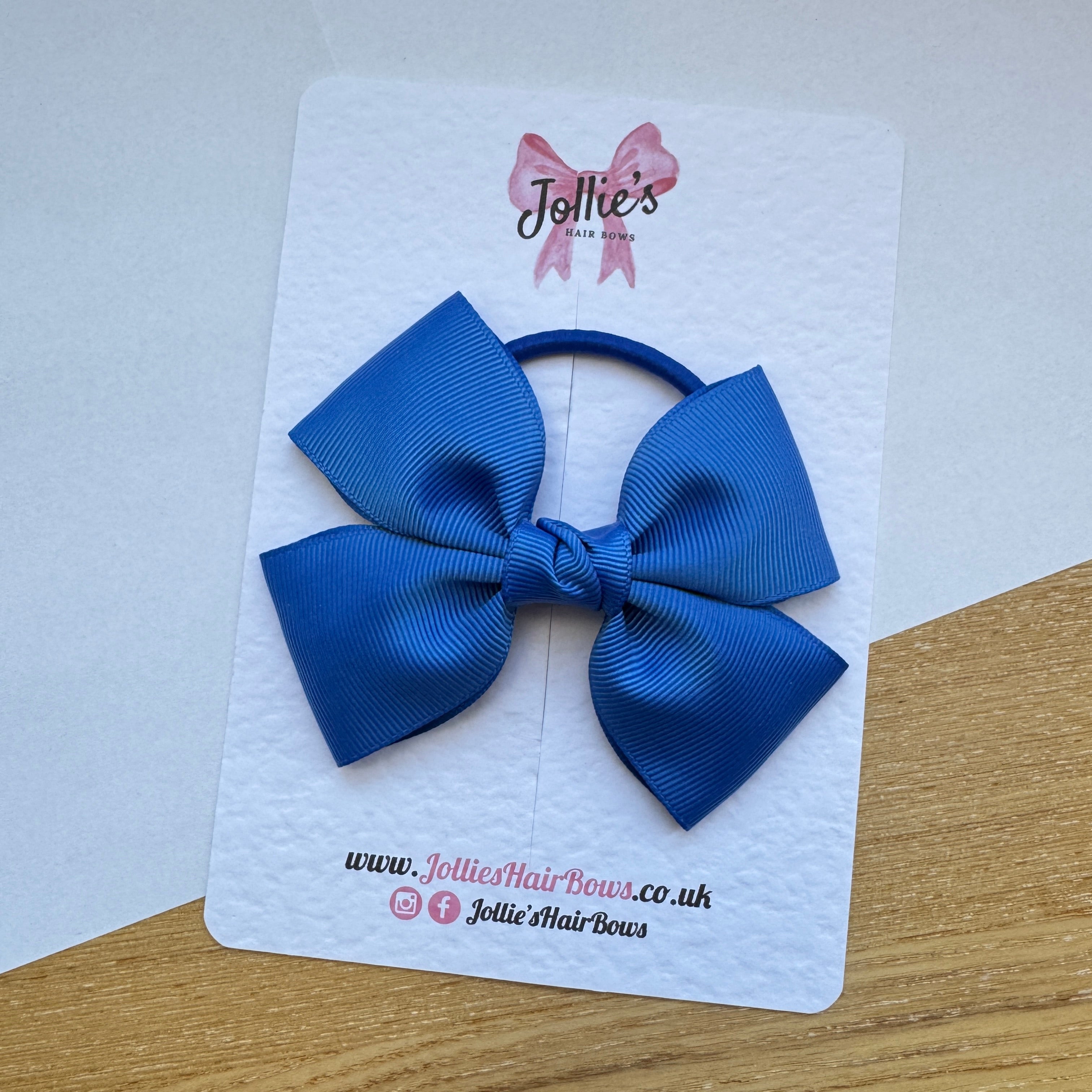 4" Royal Blue Classic Hair Bow – Grosgrain Ribbon on Elastic Bobble
