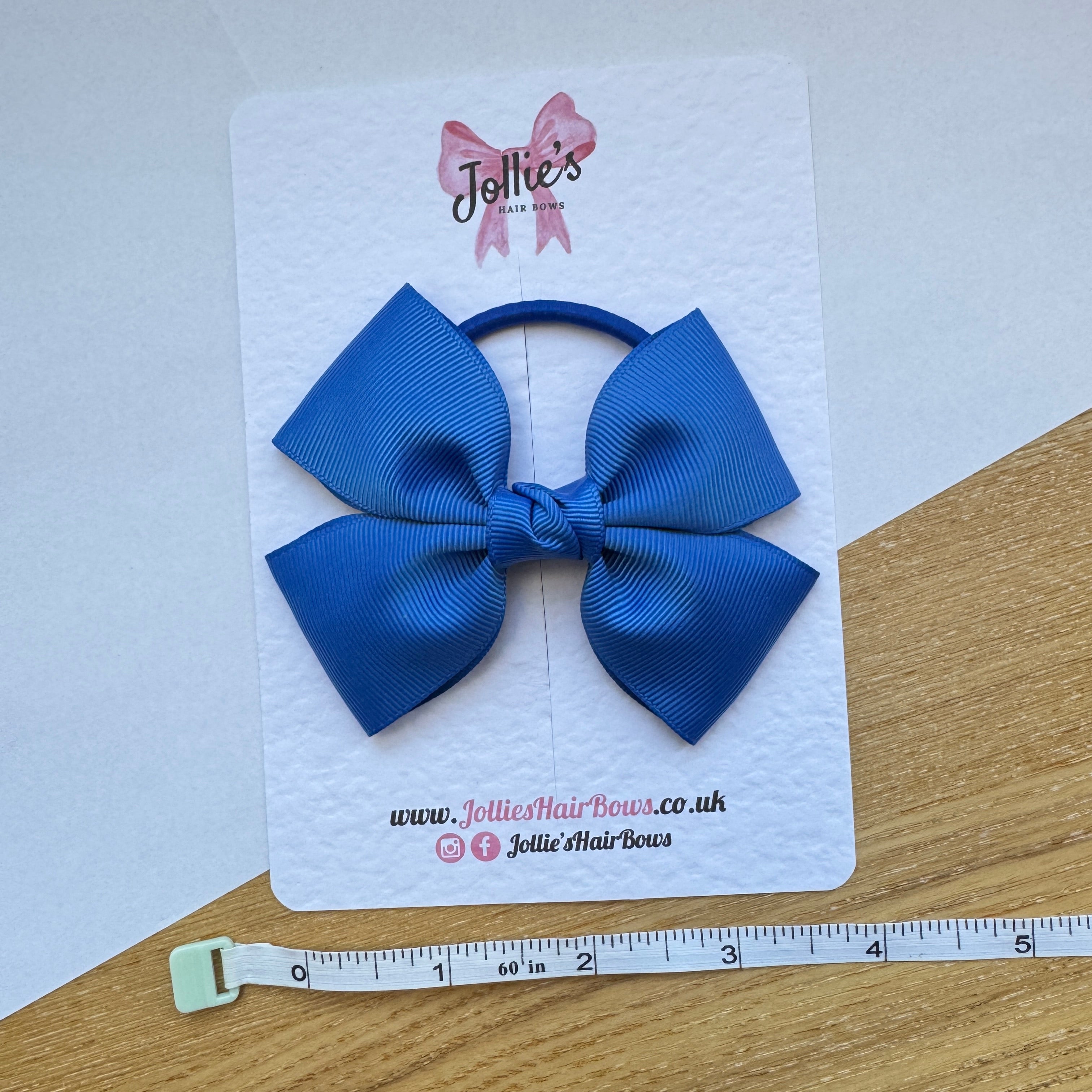 4" Royal Blue Classic Hair Bow – Grosgrain Ribbon on Elastic Bobble