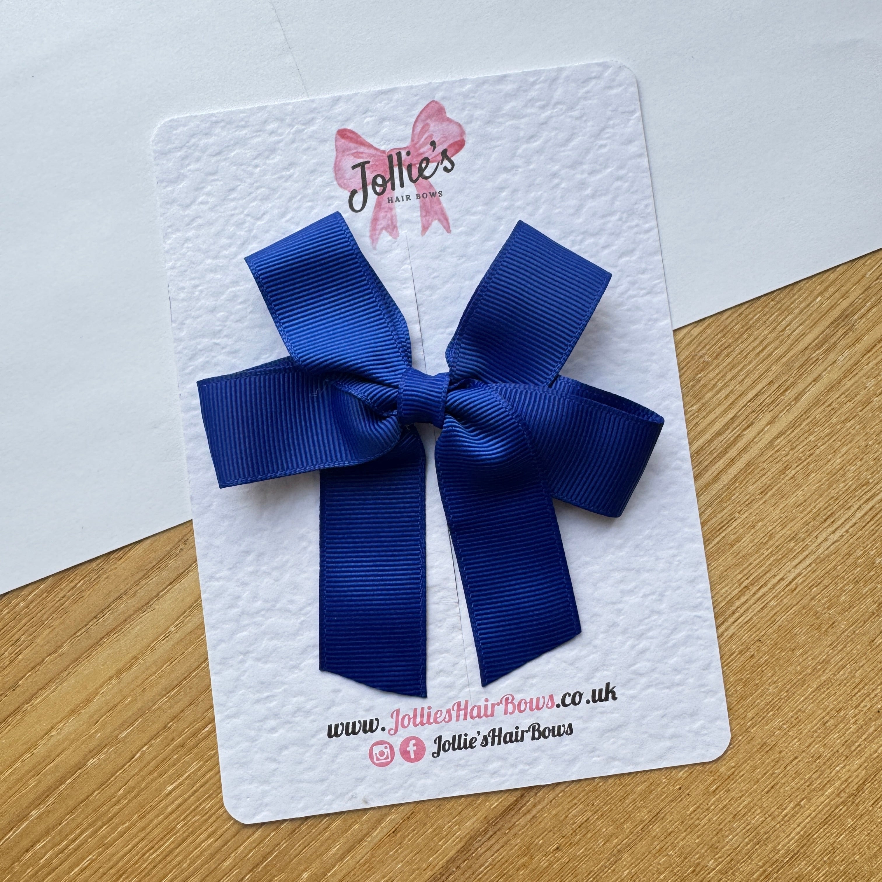 3.5" Cobalt Long Tail Hair Bow – Grosgrain Ribbon Alligator Clip