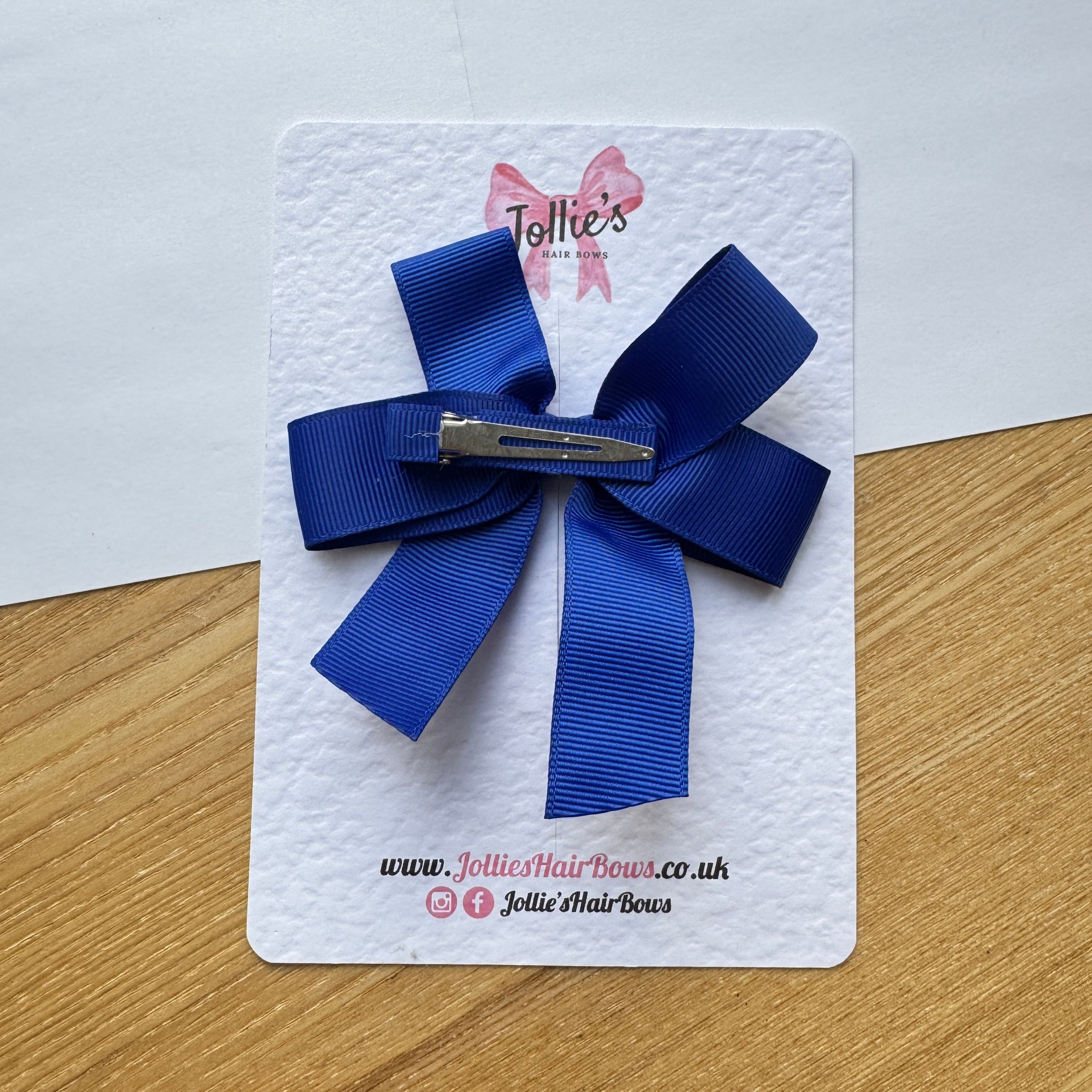 3.5" Cobalt Long Tail Hair Bow – Grosgrain Ribbon Alligator Clip