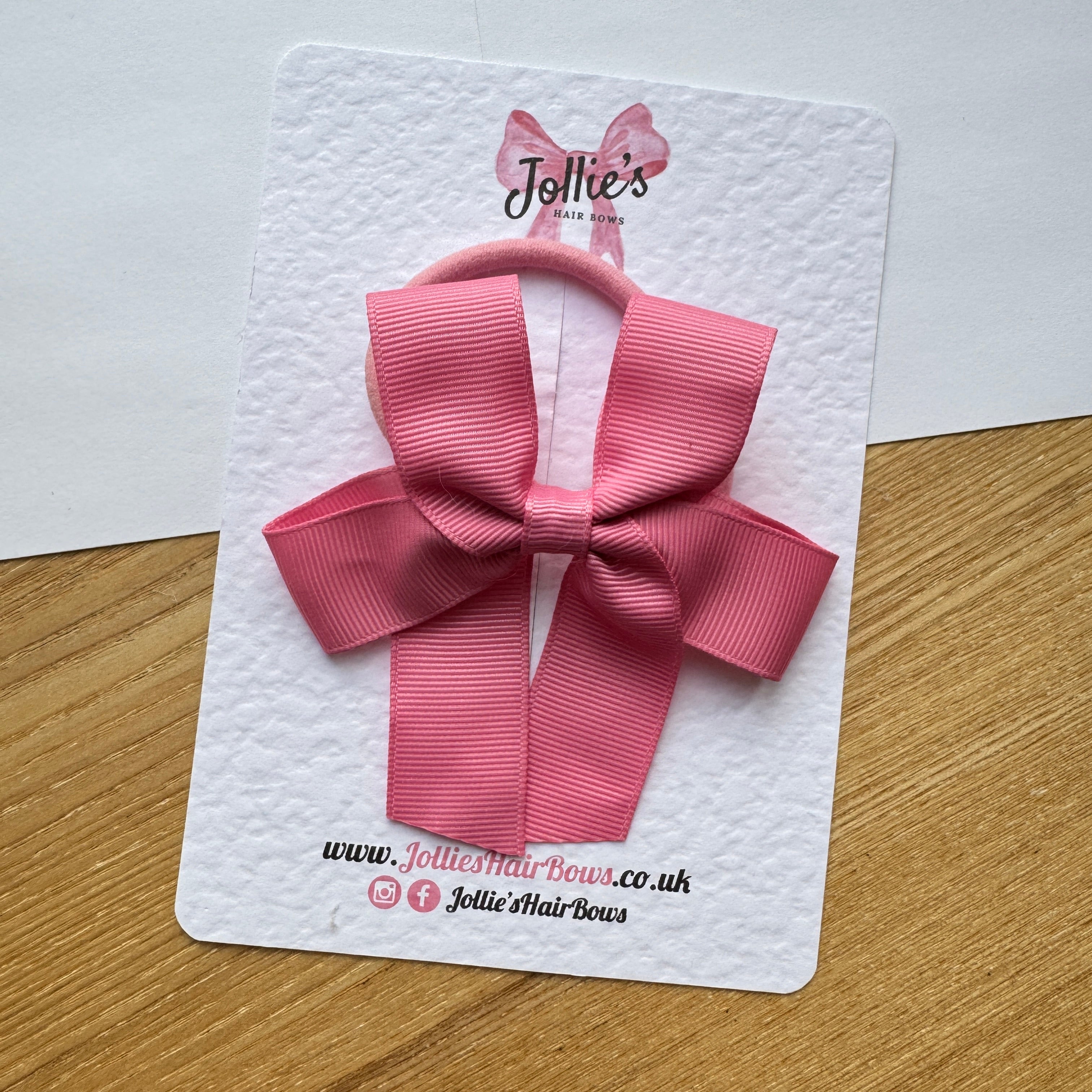 3.5" Fantasy Rose Long Tail Hair Bow – Grosgrain Ribbon on Thick Bobble