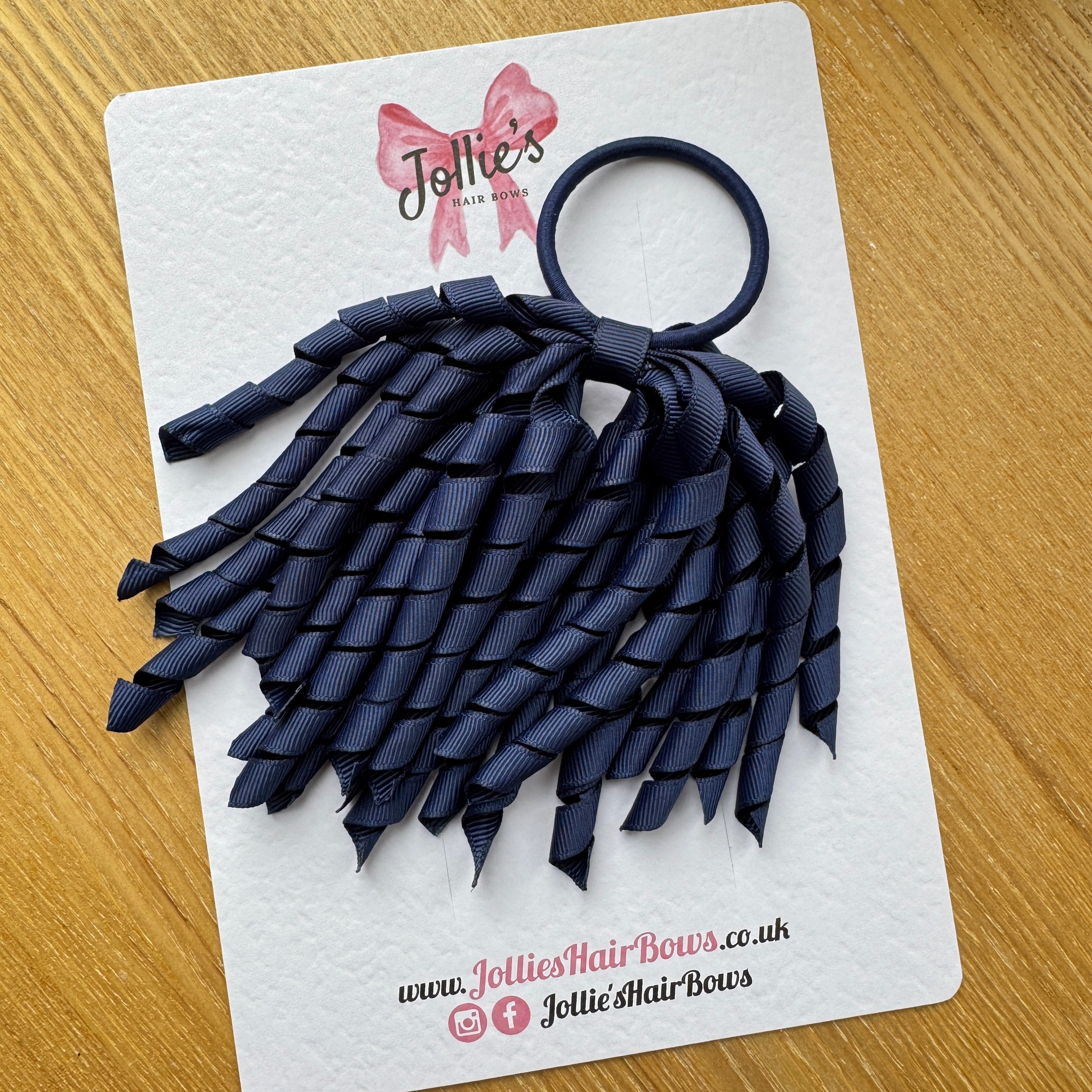 Corker Hair Bobble – Navy | School Hair Accessory for Girls, Grosgrain Ribbon, Thick Elastic Bobble