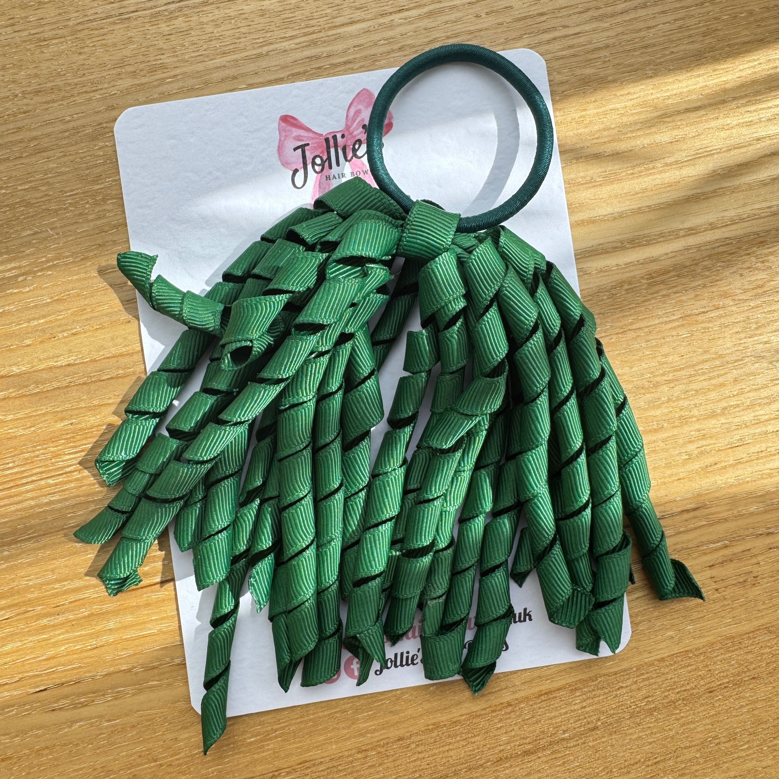 Corker Hair Bobble – Forest Green | School Hair Accessory for Girls, Grosgrain Ribbon, Thick Elastic Bobble