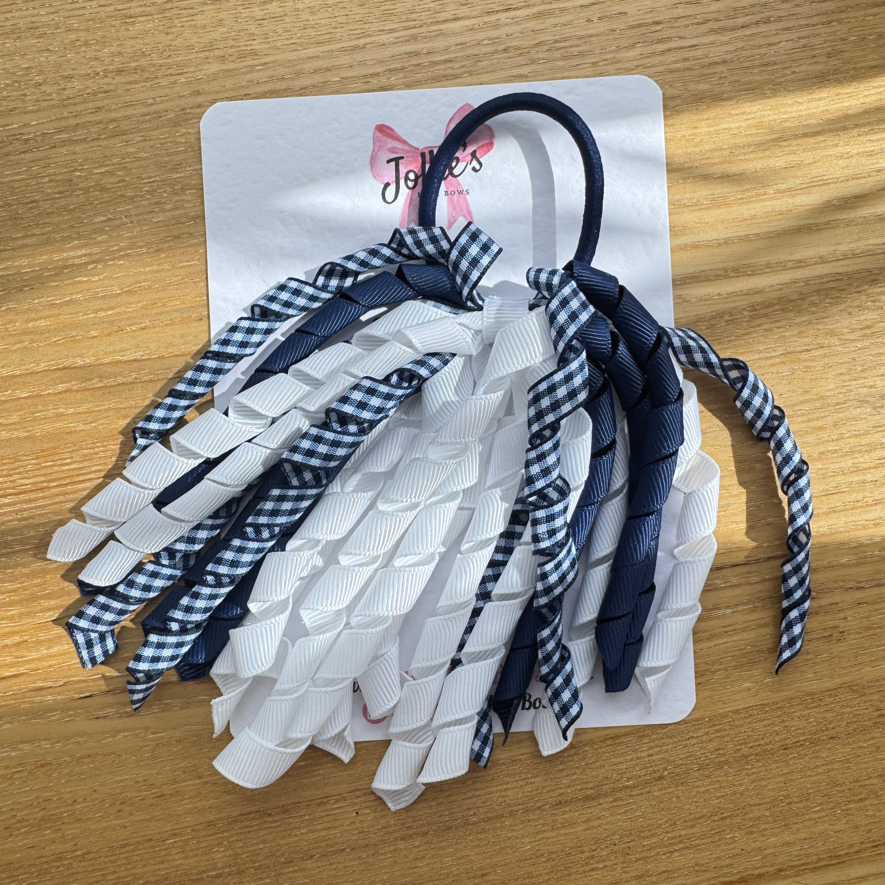 Corker Hair Bobble – Navy Gingham | School Hair Accessory for Girls