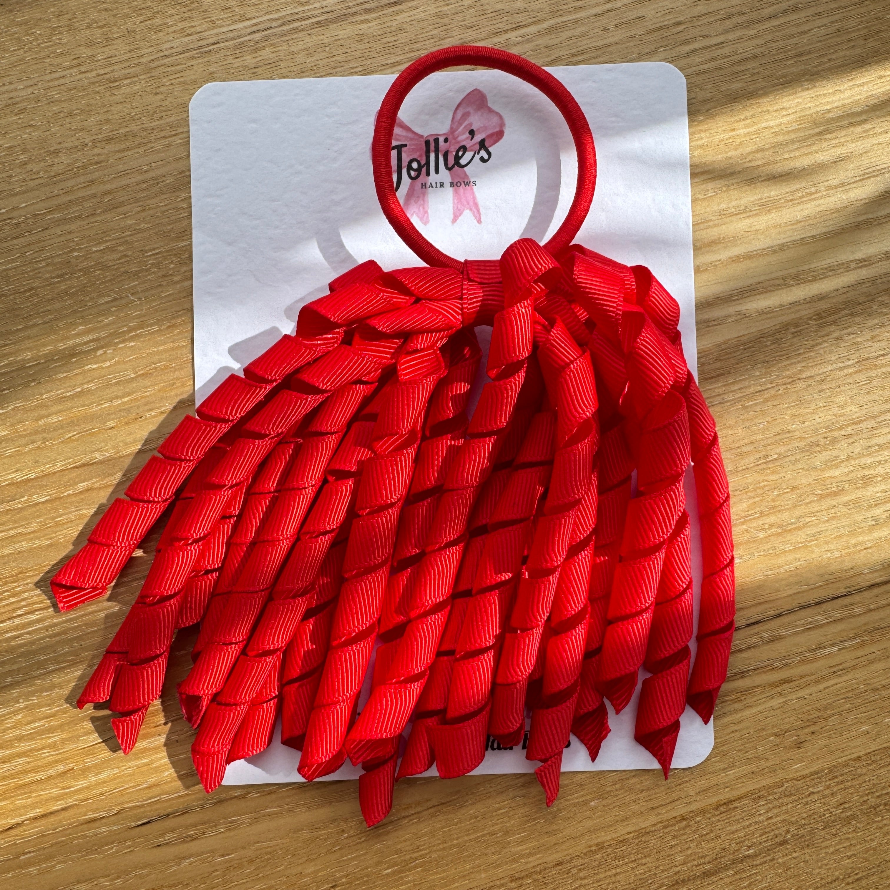 Corker Hair Bobble – Red | School Hair Accessory for Girls, Grosgrain Ribbon, Thick Elastic Bobble