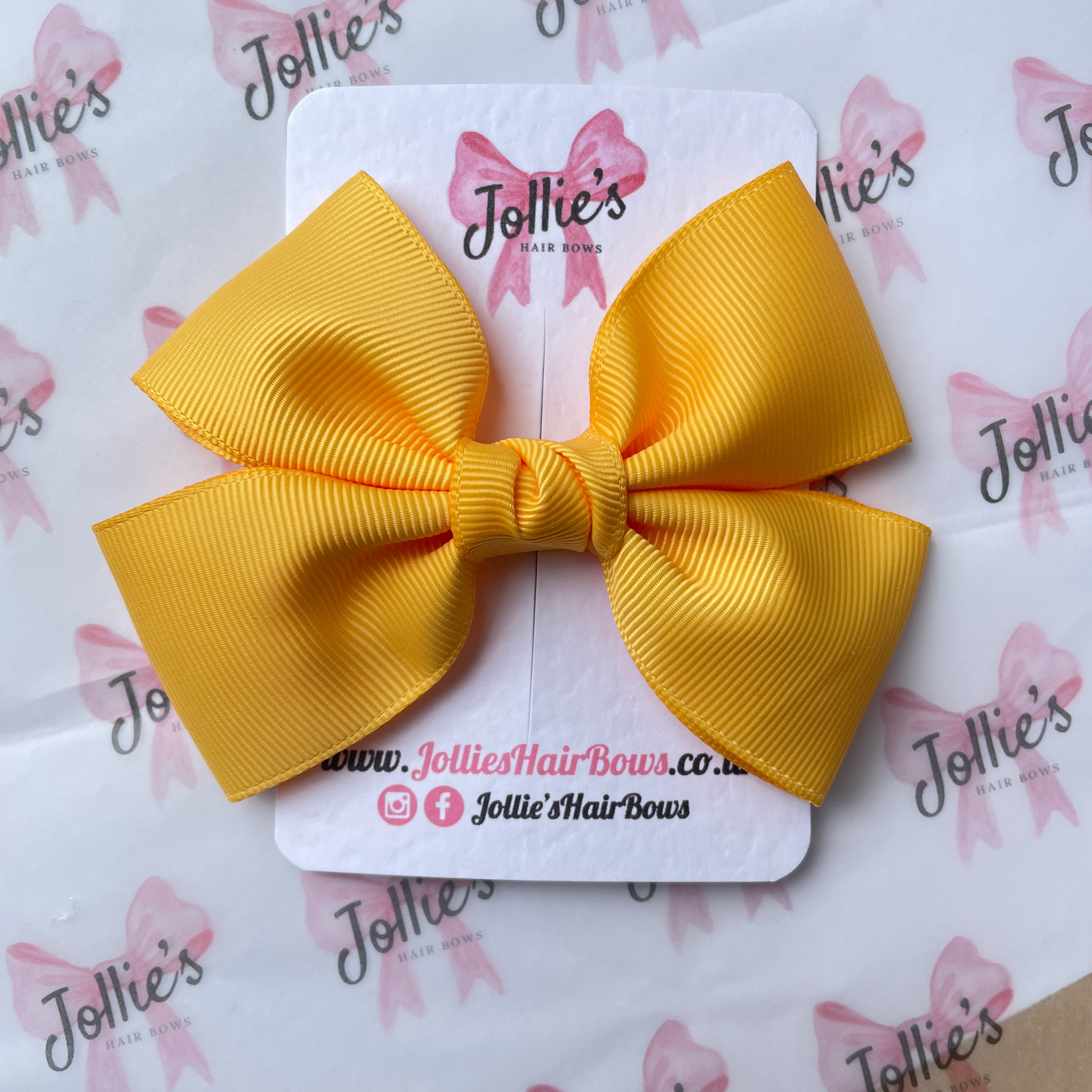 4inch Classic Bow with Clip - Yellow Gold