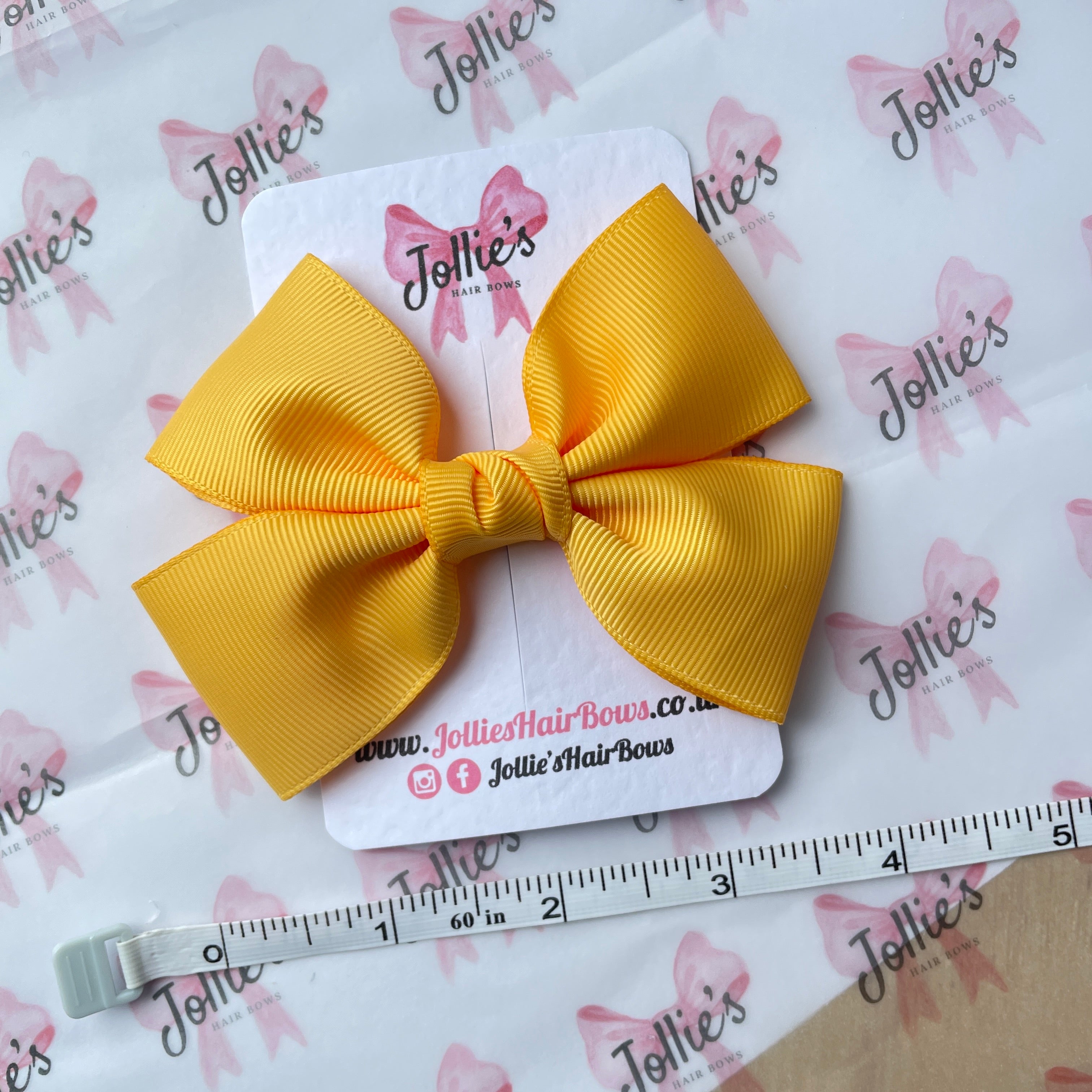 4inch Classic Bow with Clip - Yellow Gold