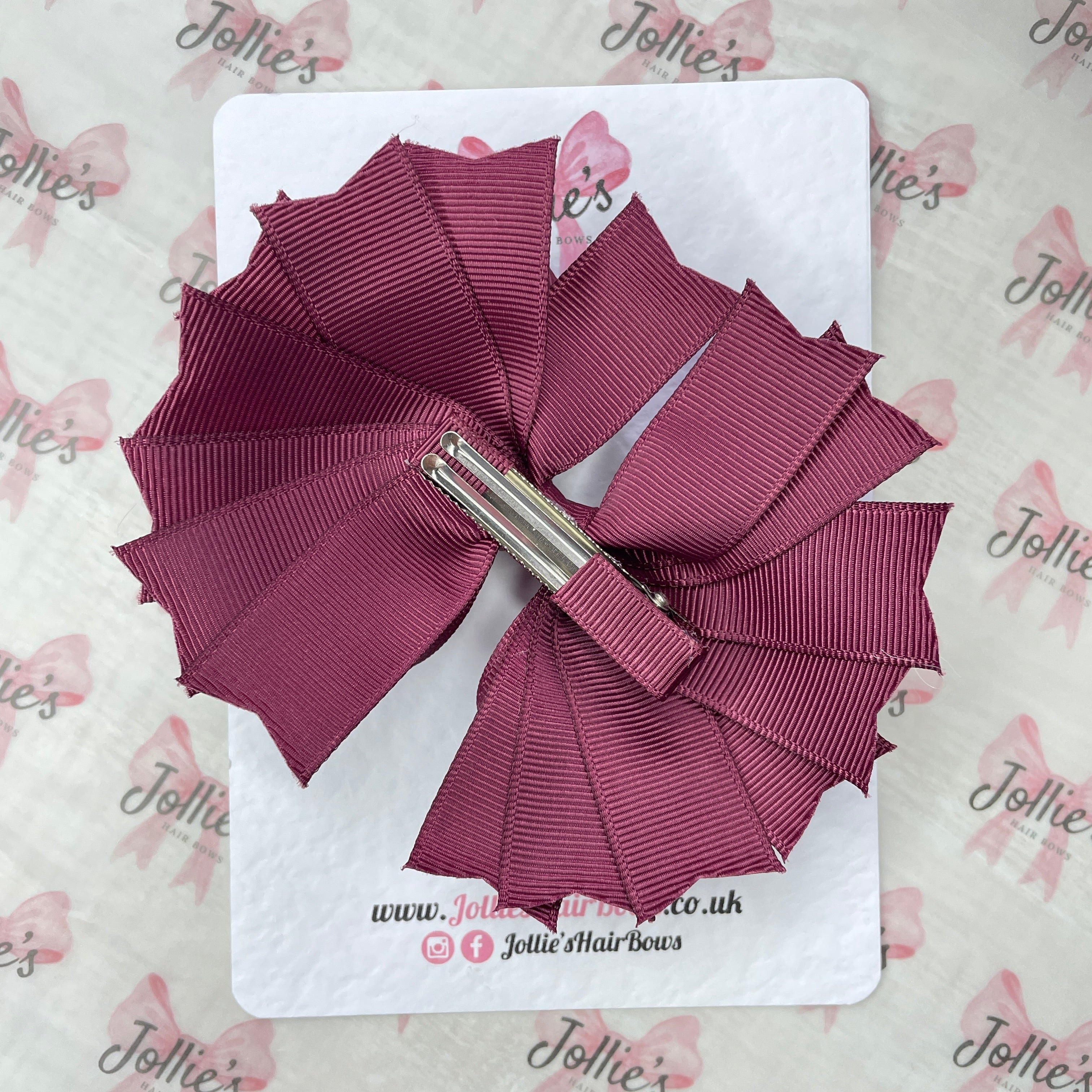 4.5inch Ring Bow with Clip - Burgundy